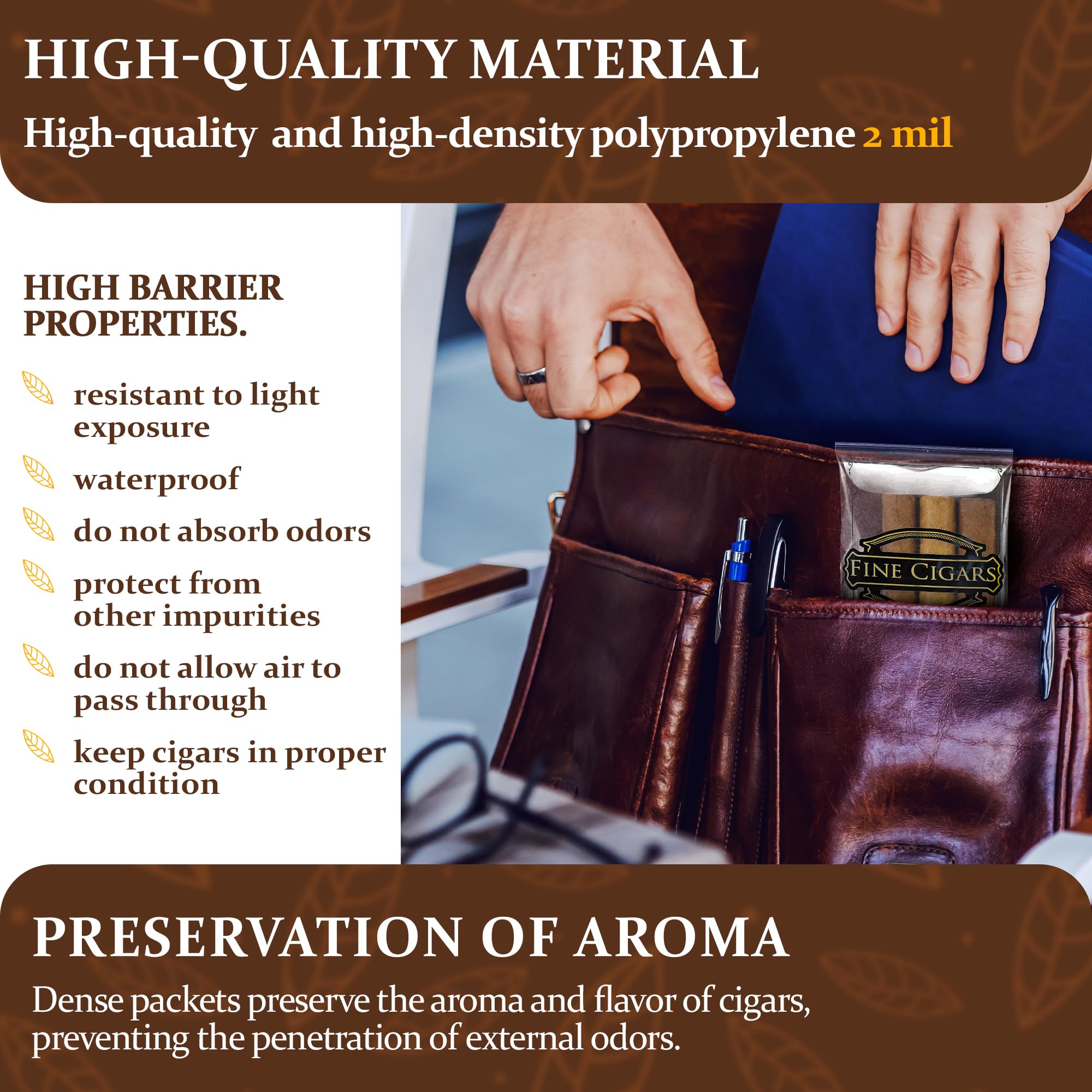 1000 Pack Clear Printed Cigar Bags 3x10 Inches - Reclosable Zipper Plastic Bags for Cigars & Tobacco | 2 Mil Polyethylene Travel Storage | Perfect for Cigar Aficionados, Humidor Storage & On-the-Go Protection