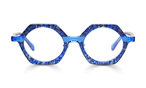 Blue Pattern Front With Blue Crystal Temples