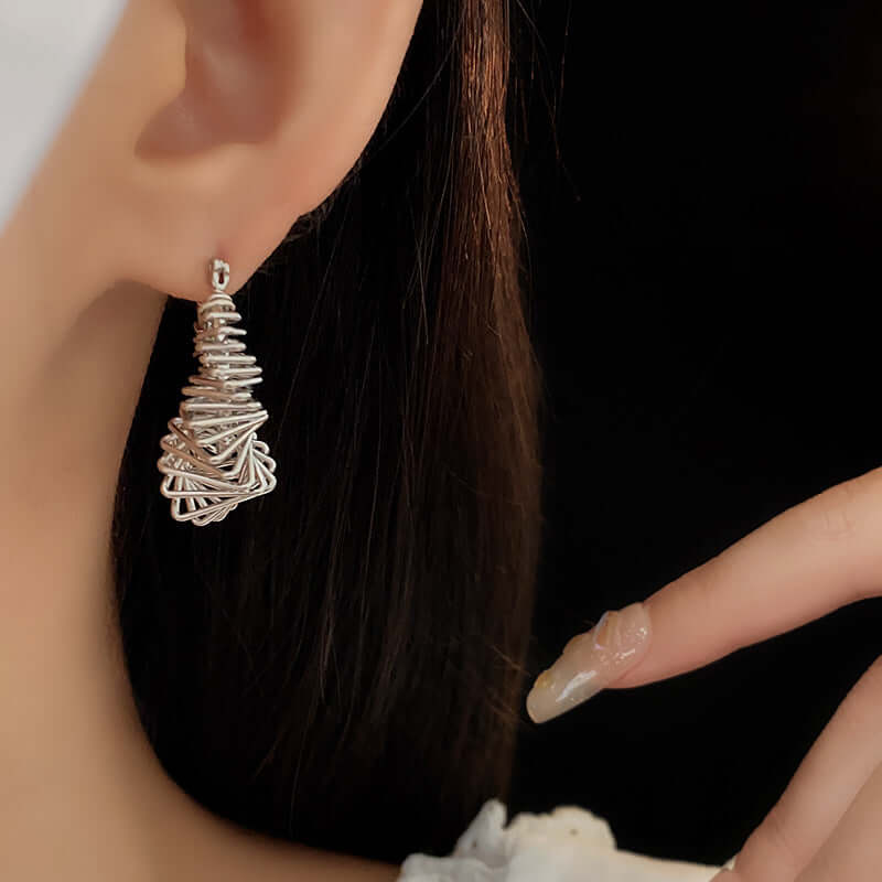 Trendy Spiral Triangle Hoop Earrings for Women | R1619 | Perfect for Parties, Date Nights & Everyday Wear