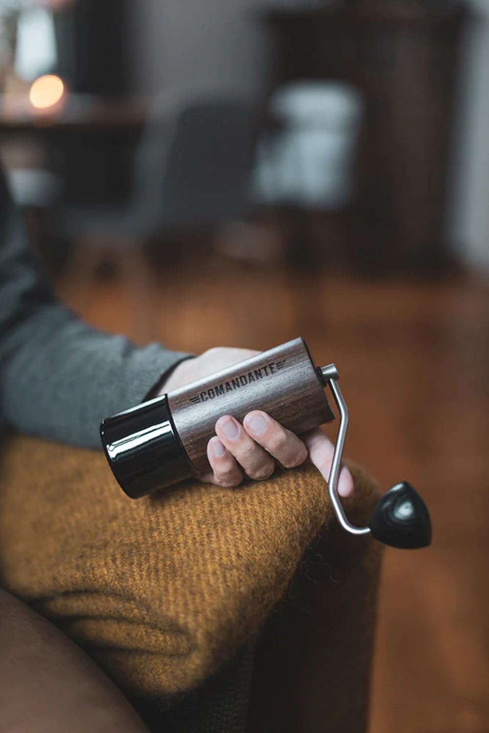Comandante Premium Coffee Grinder - Hand Crank Manual Burr Mill for Espresso, French Press & Pour Over - Glass Jar & Chocolate Fineline Design - Perfect for Home, Office & Travel Brewing