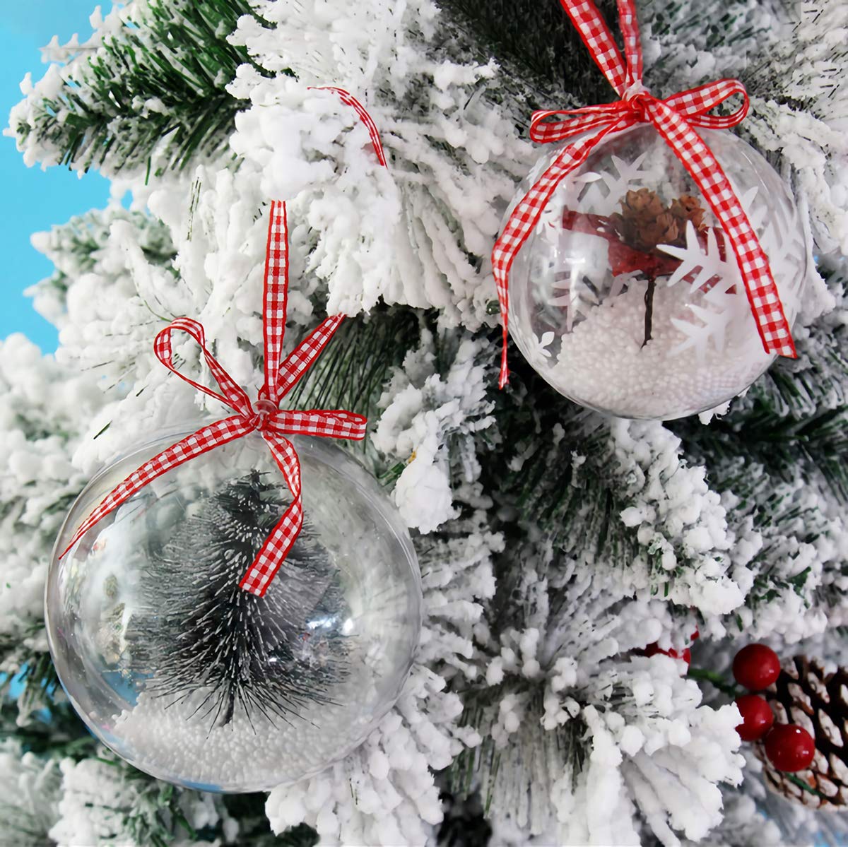 Kingrol 20 Pack 4-Inch Clear Plastic Fillable Ornaments Ball - Christmas Tree Decorations, Wedding Party Favors, DIY Home Decor - Perfect for Holiday Crafts, Gift Filling & Festive Centerpieces