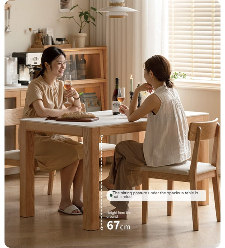 Solid Oak Wood Dining Table - Simple Modern Design for Kitchen, Dining Room & Small Spaces