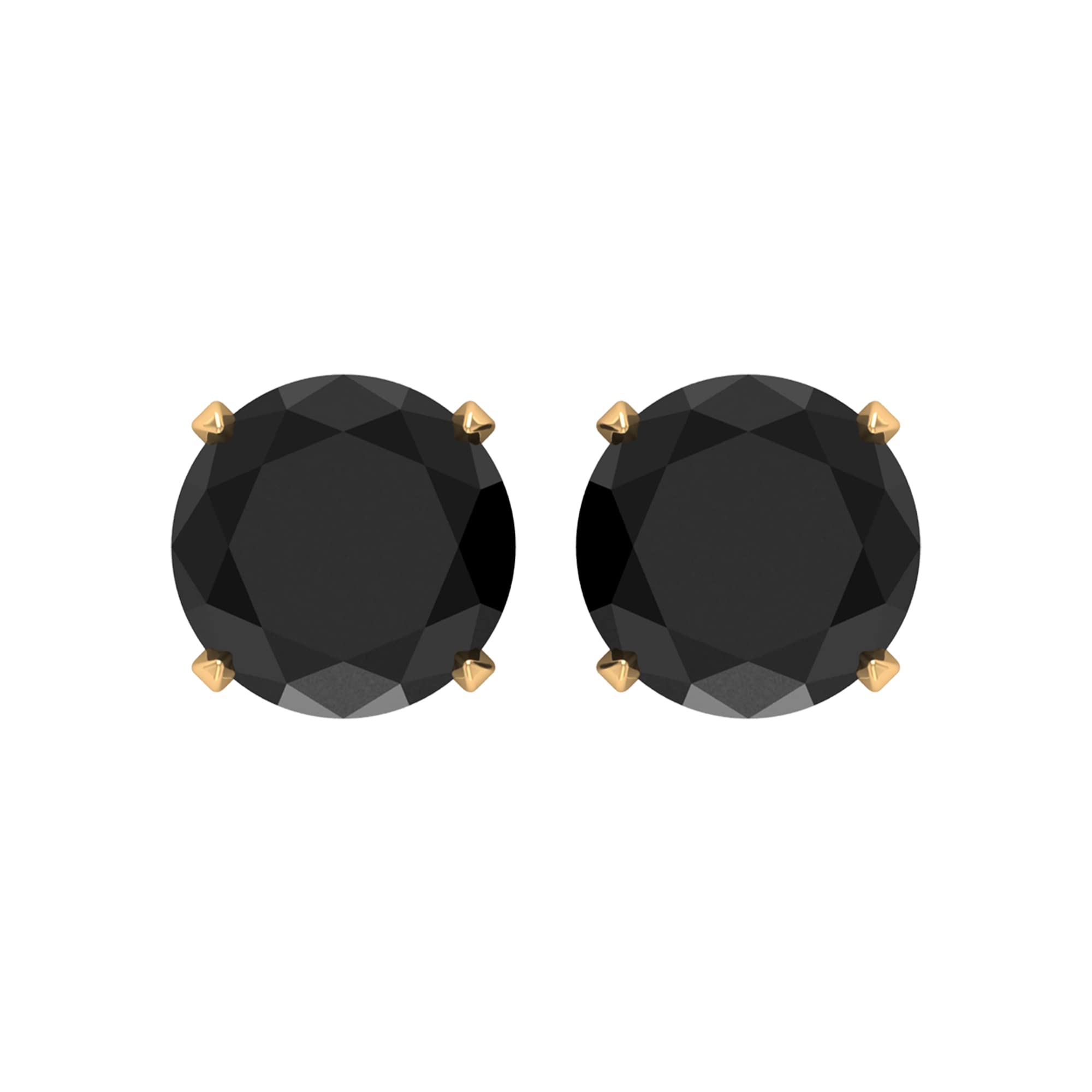 5.00mm Round Cut Black Spinel Stud Earrings - August Birthstone, 14K Solid Gold Solitaire Earrings (AAA Quality) | Perfect for Gifts, Birthdays & Special Occasions