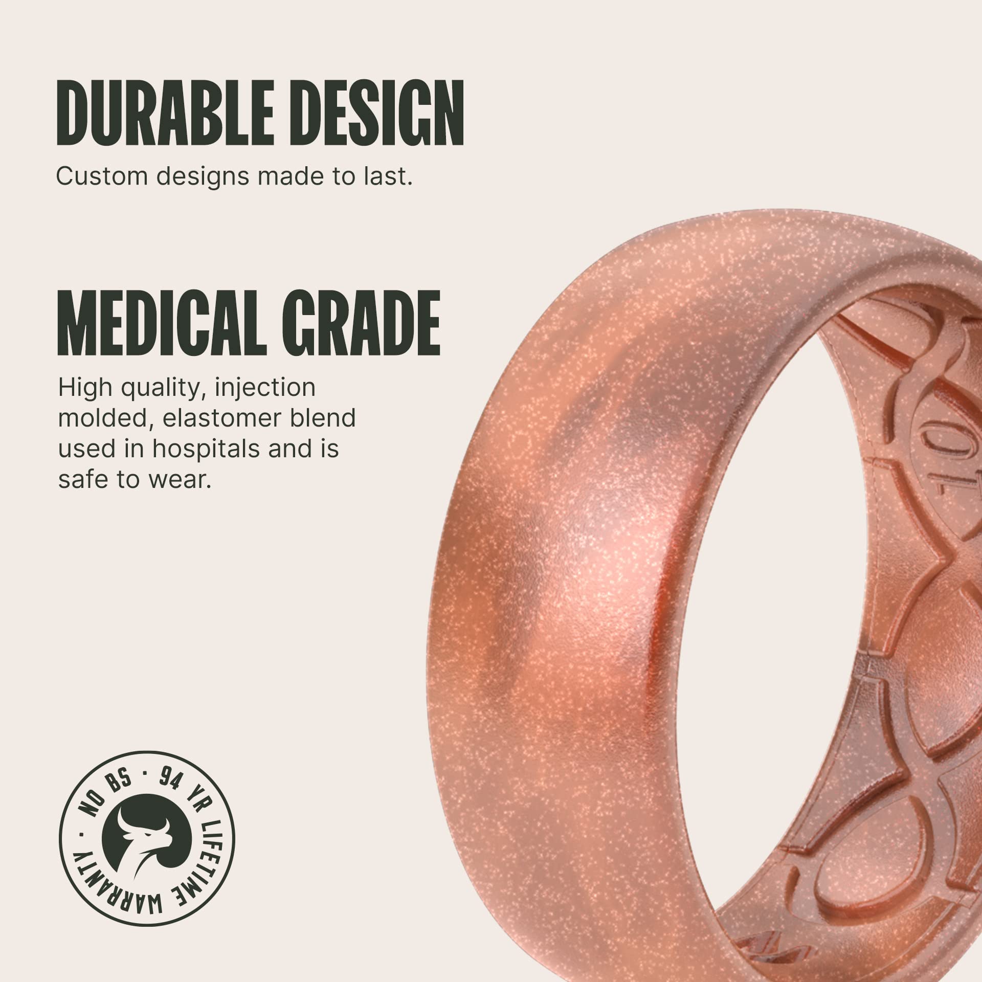 Groove Life Solid Silicone Ring for Men - Breathable Rubber Wedding Band with Unique Design & Comfort Fit - Lifetime Warranty - Perfect for Active Lifestyles, Gym, Swimming & Outdoor Adventures
