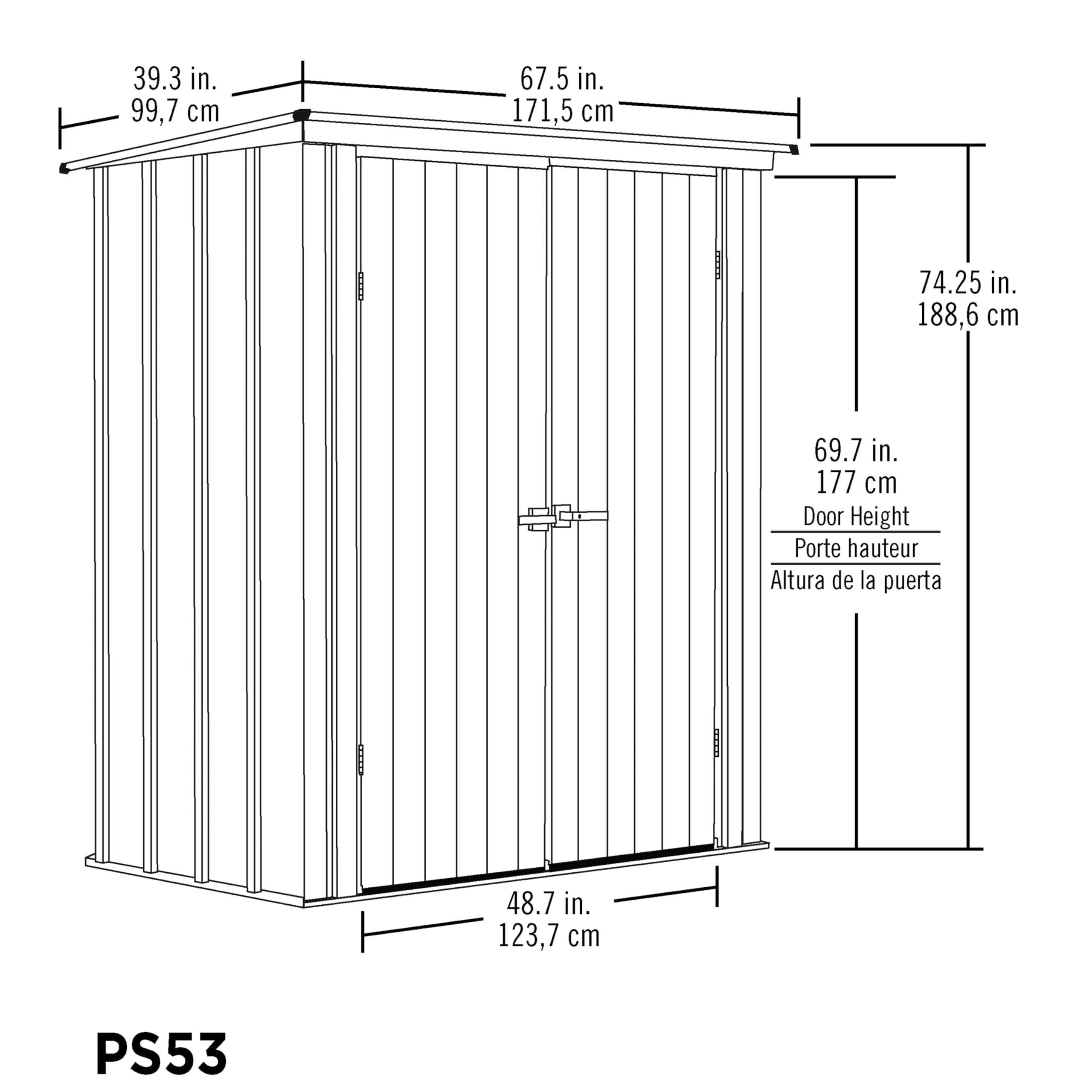 Arrow 5' x 3' x 6' Compact Outdoor Metal Storage Shed Kit - Flute Gray & Anthracite - Perfect for Backyard, Patio & Garden Organization