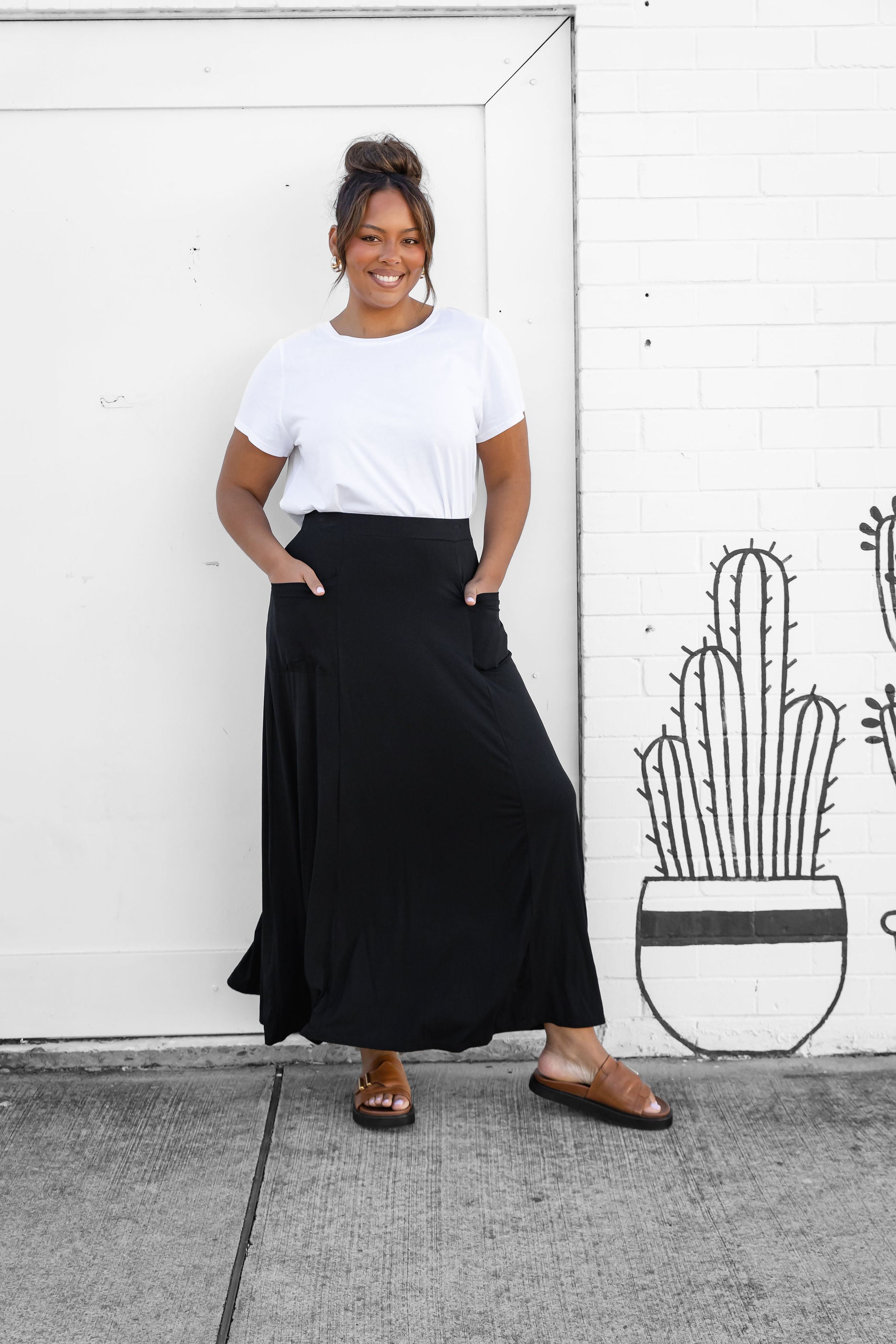 Olivia Maxi Skirt for Women - Elegant Black Long Flowy Skirt with High Waist | Perfect for Casual Wear, Beach, Vacation & Boho Outfits