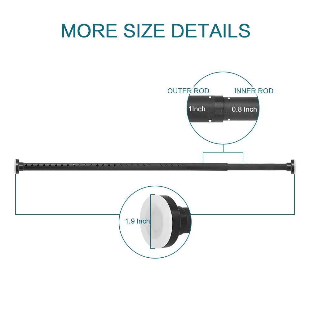 No Drill Tension Curtain Rod 28-43 Inch - Black Room Divider & Shower Rod, Heavy Duty Secure Fit for Windows, Doorways & Closets - Perfect for Apartments, Dorms & Rental Homes