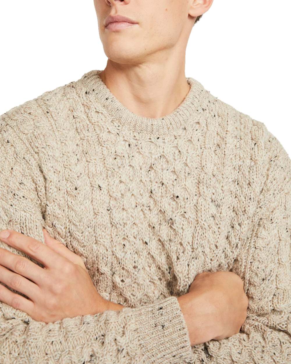 Aran Inishbofin Traditional Irish Wool Sweater for Women & Men - Warm Hand-Knit Cable Knit Pullover for Winter, Fall & Outdoor Activities