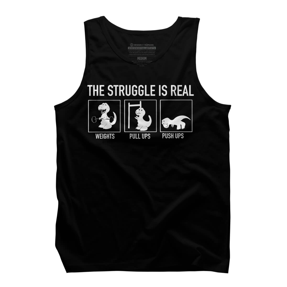 Design By Humans Men's Dinosaur by Zeus SE Tank Top - Soft Cotton Graphic Tee for Casual Wear, Gym & Summer Outfits