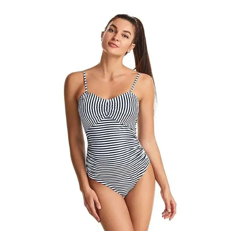 Black and White Zebra Print Maternity One Piece Swimsuit for Pregnant Women - Perfect for Beach, Pool, and Maternity Photos