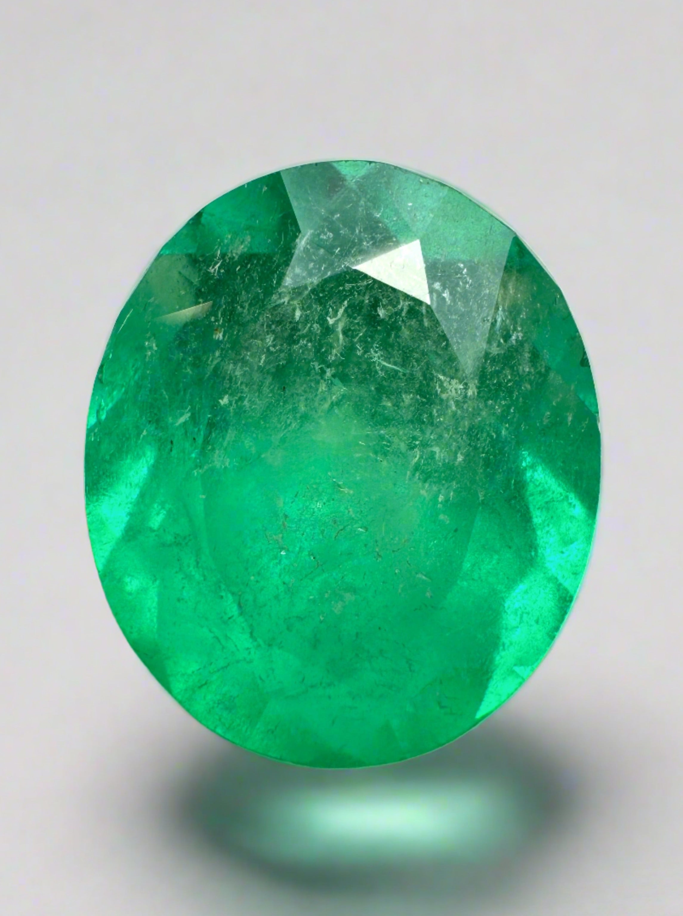6.35 Carat 13x11mm Neon Green Natural Loose Colombian Emerald Oval Cut Gemstone for Jewelry Making, Engagement Rings & Luxury Gifts