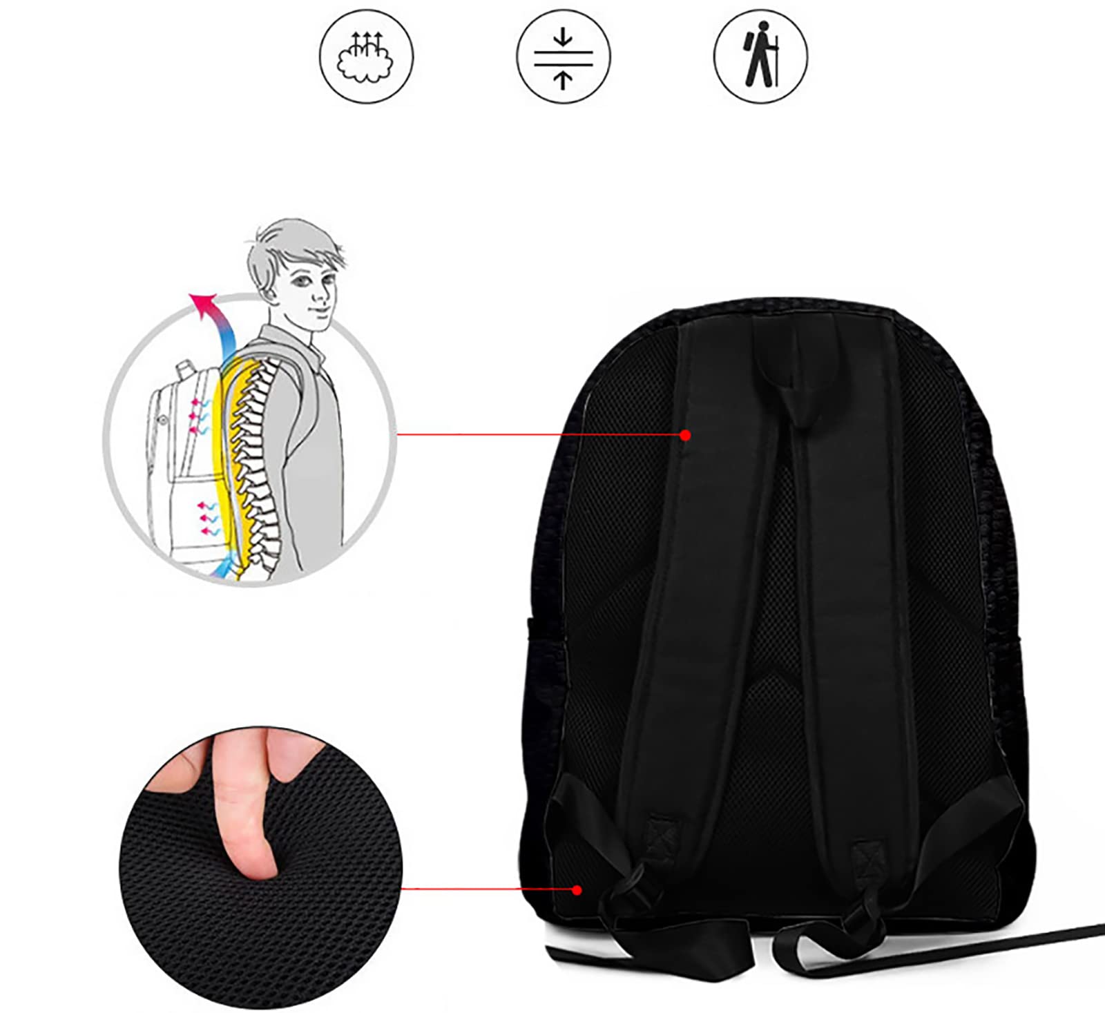 Xhomeshop Baki Anime Printed Zip Up Backpack for Men & Women - Stylish College School Bag, Travel Daypack, Hanma Baki Cosplay Accessory - Perfect for School, Work, Travel & Anime Conventions