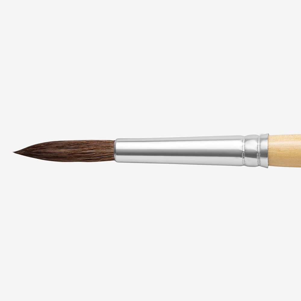 Premium Round Artist Brush #10 - Natural Pony Hair Bristles for Oil, Acrylic & Watercolor Painting - Ideal for Fine Details & Smooth Blending