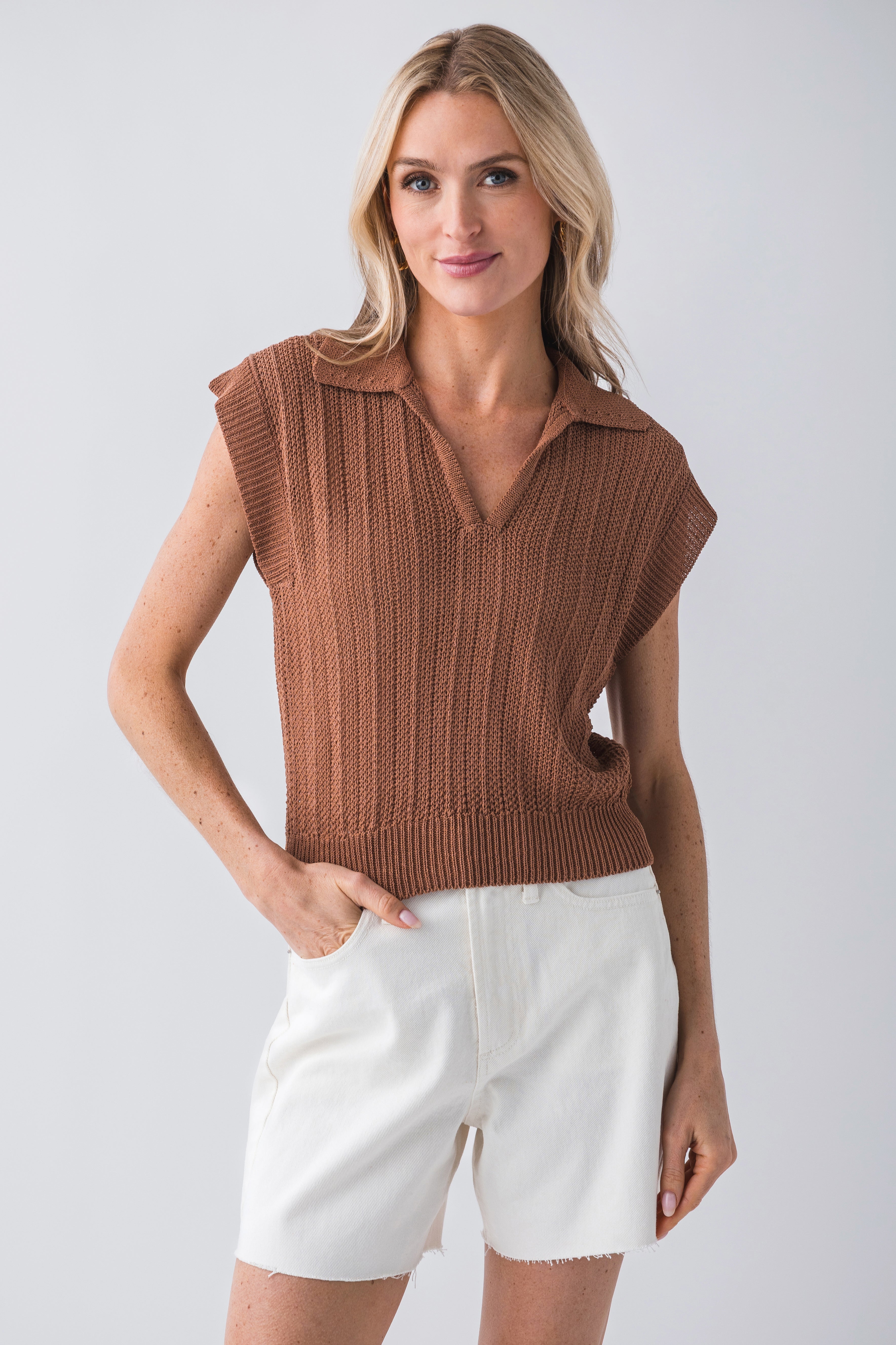 Z Supply Lauden Polo Top for Women - Soft Cotton Casual Shirt with Button Collar - Perfect for Work, Office, and Everyday Wear