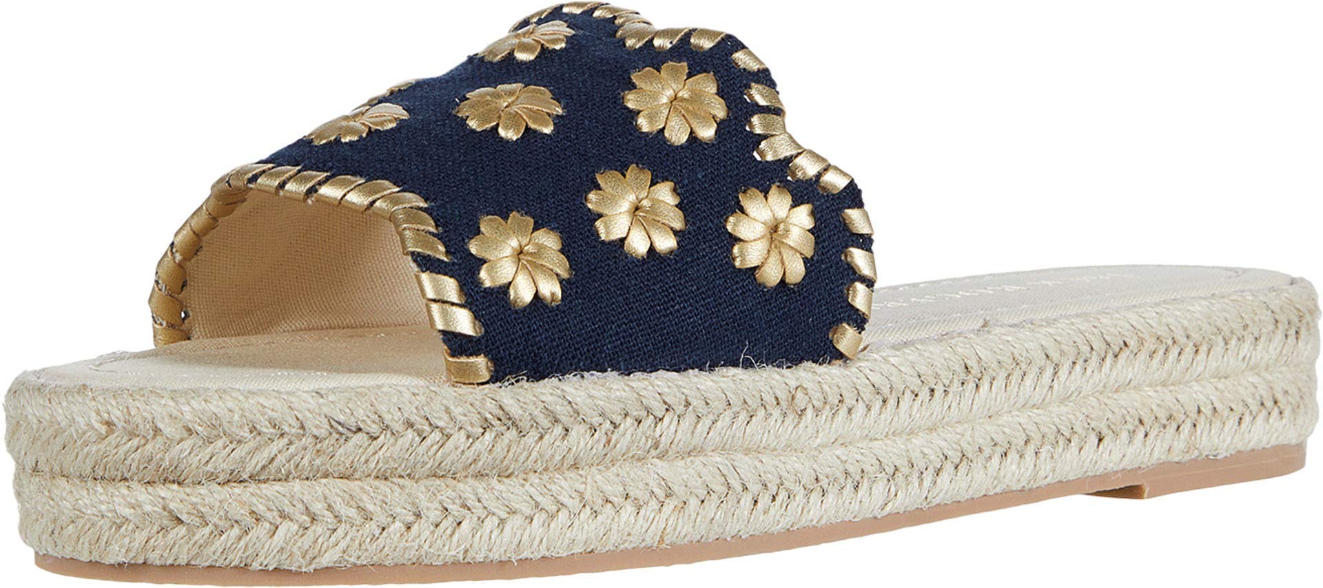 Jack Rogers Women's Palmer Slide Espadrille Sandals - Midnight/Gold - Size 8 | Comfortable Summer Casual Shoes for Beach, Pool & Vacation Wear