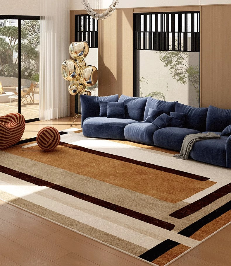 Abstract Contemporary Modern Rugs - Geometric Mid Century Area Rugs for Living Room & Dining Room - Non-Slip Bedside Carpet - Perfect for Home Decor, Office & Bedroom Flooring