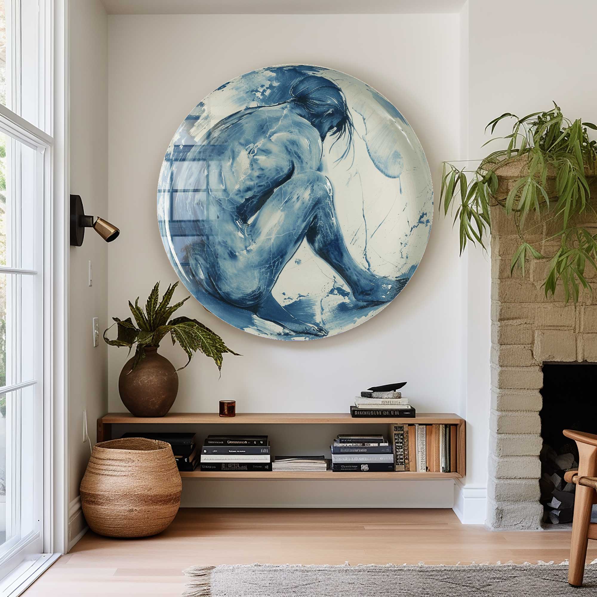 Fluid Form Rounded Glass Wall Art - Modern Abstract Home Decor for Living Room, Bedroom & Office
