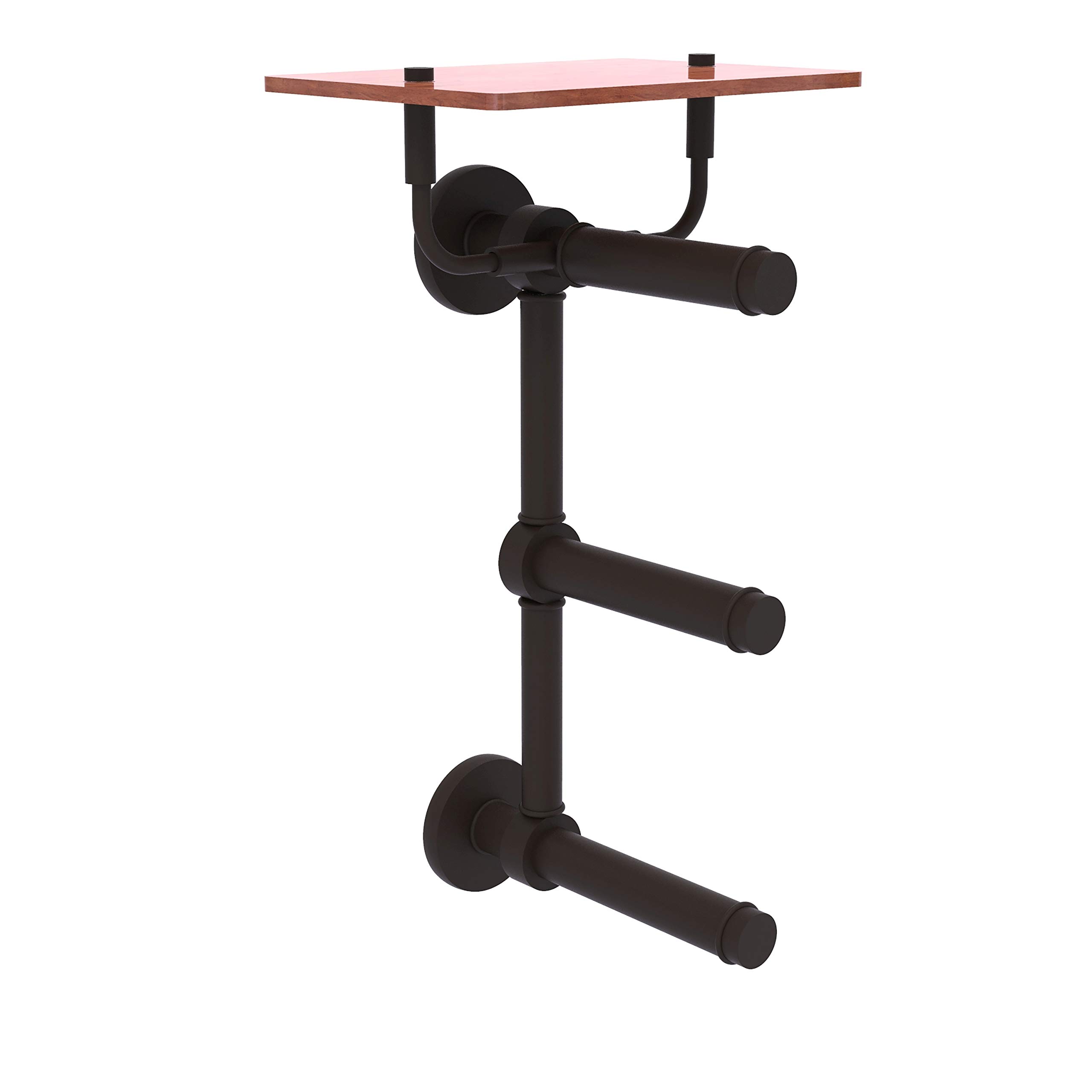 Allied Brass P1000-35-3VS-IRW Prestige Skyline Collection 3-Roll Wood Shelf Bathroom Tissue Holder - Oil Rubbed Bronze Finish - Perfect for Modern Bathrooms & Powder Rooms