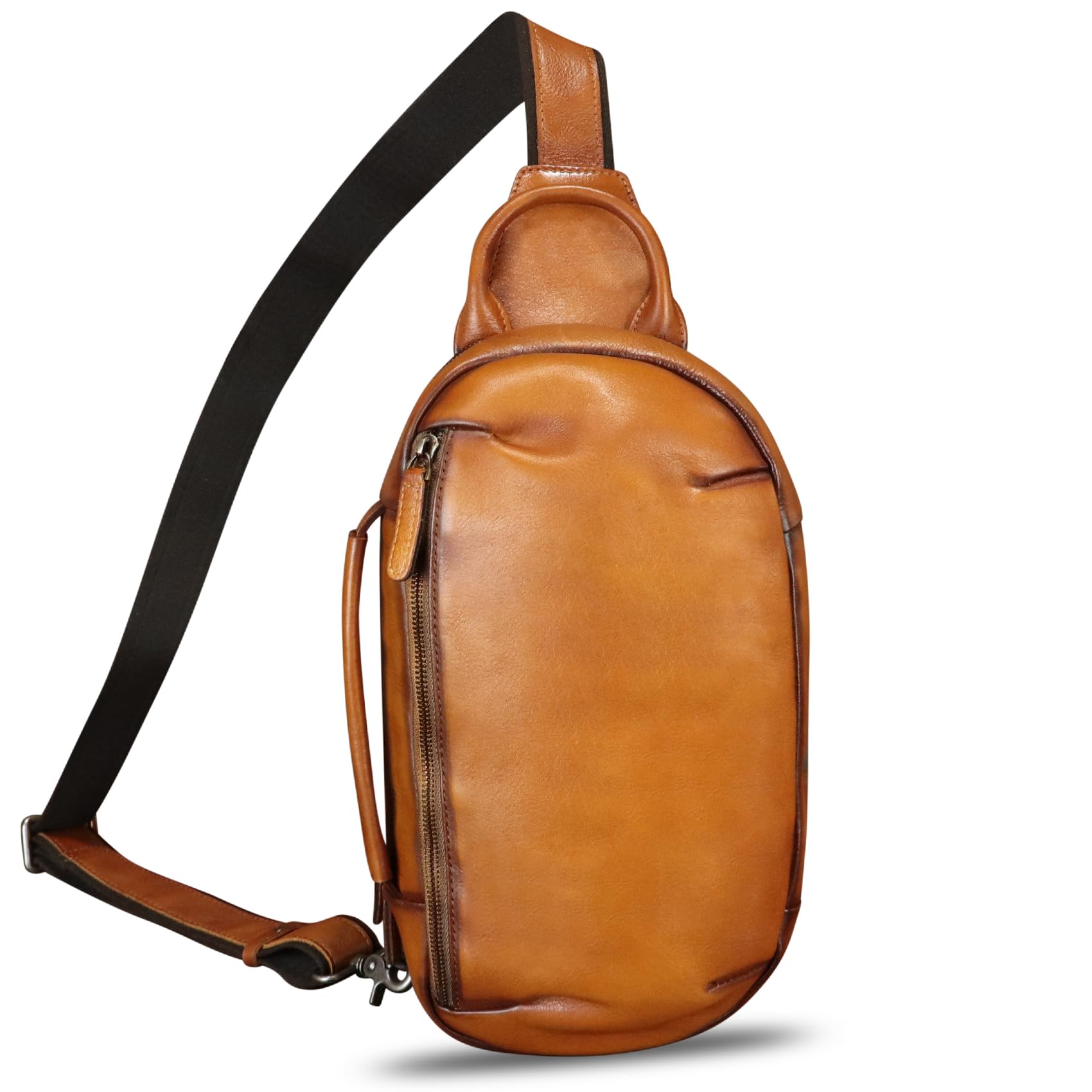 Genuine Leather Crossbody Sling Bag - Hand Painted Retro Shoulder Bag for Women & Men | Perfect for Travel, Work, and Everyday Use