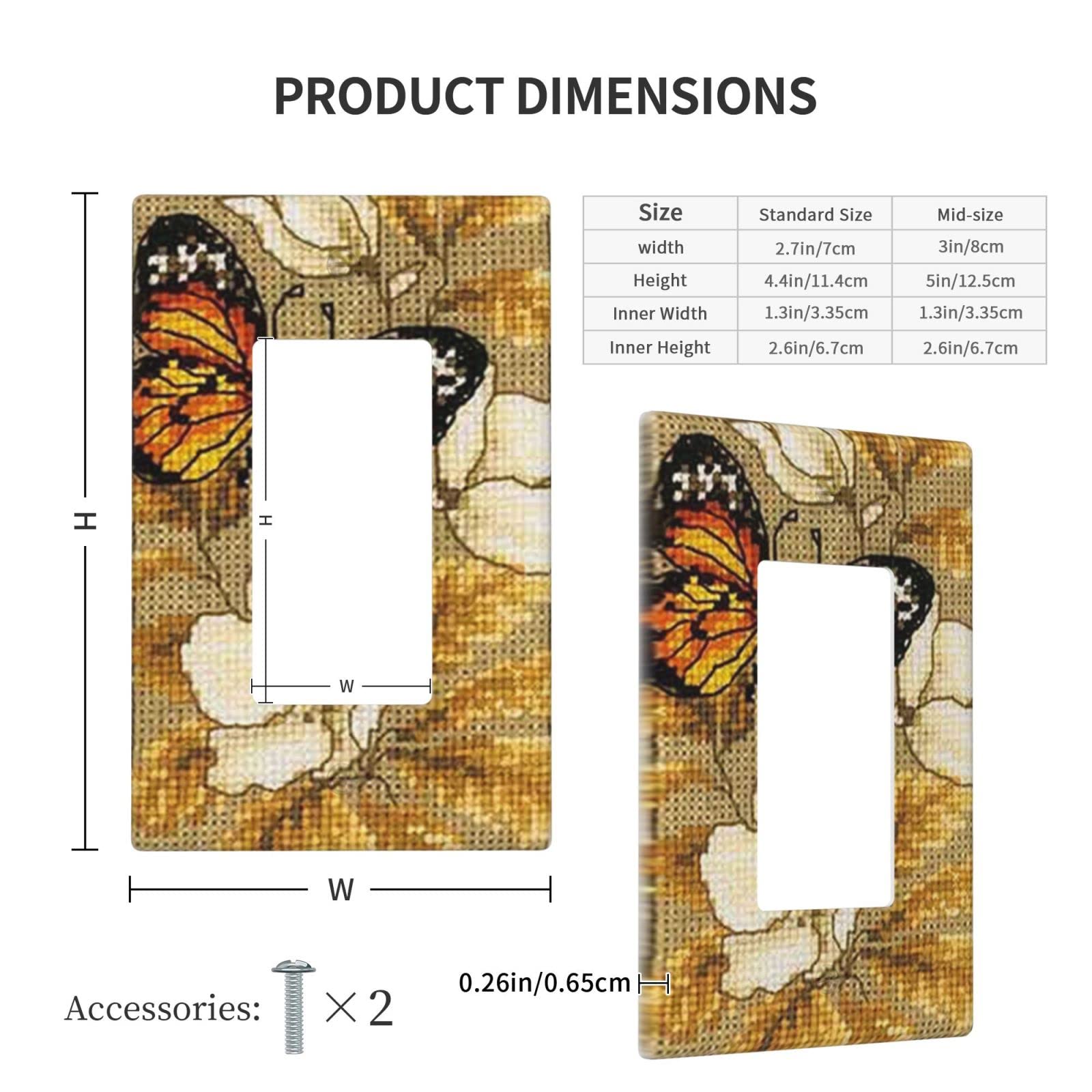 Yellow Butterfly Single Rocker Light Switch Cover - Decorative 1 Gang Wall Plate (4.5