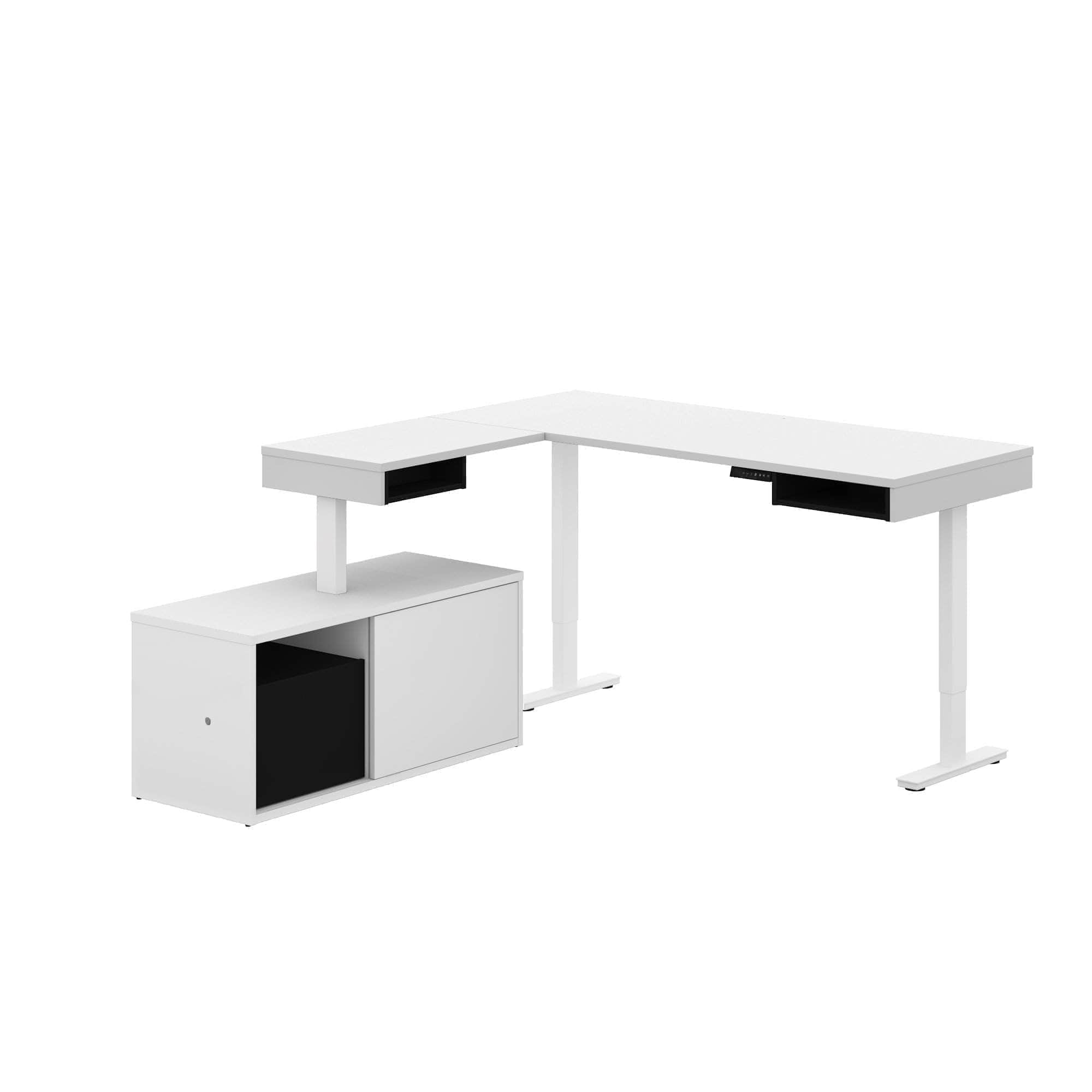 Pro Vega L-Shaped Standing Desk with Credenza - 2 Color Options | Ergonomic Home Office Furniture for Workspace & Productivity