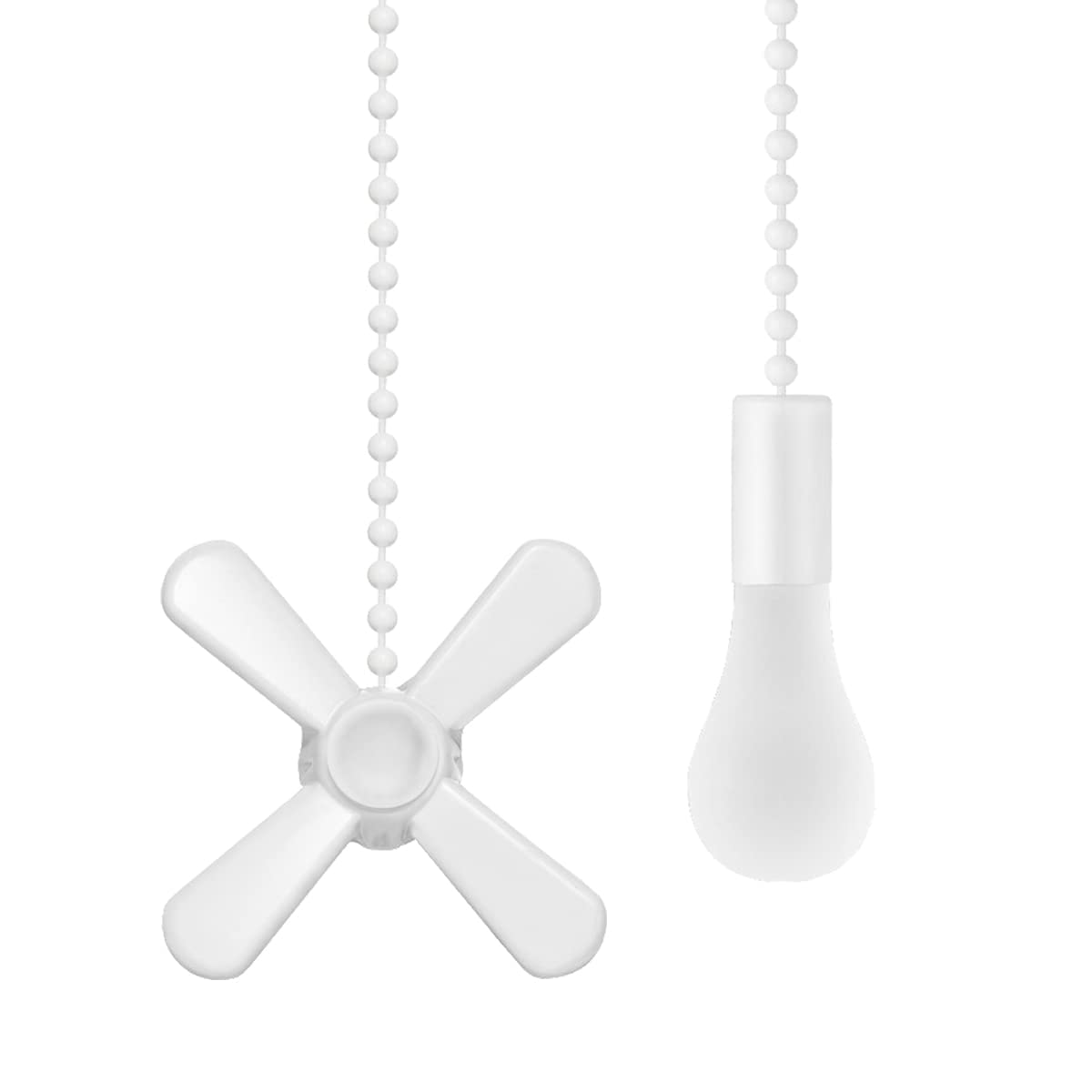 SmoTecQ 12-Inch Ceiling Fan Pull Chain Extender with Decorative Frosted Glass Bulb - White Replacement Cord for 3mm Beaded Ceiling Fans & Light Fixtures - Perfect for Bedroom, Living Room, and Outdoor Patio Lighting