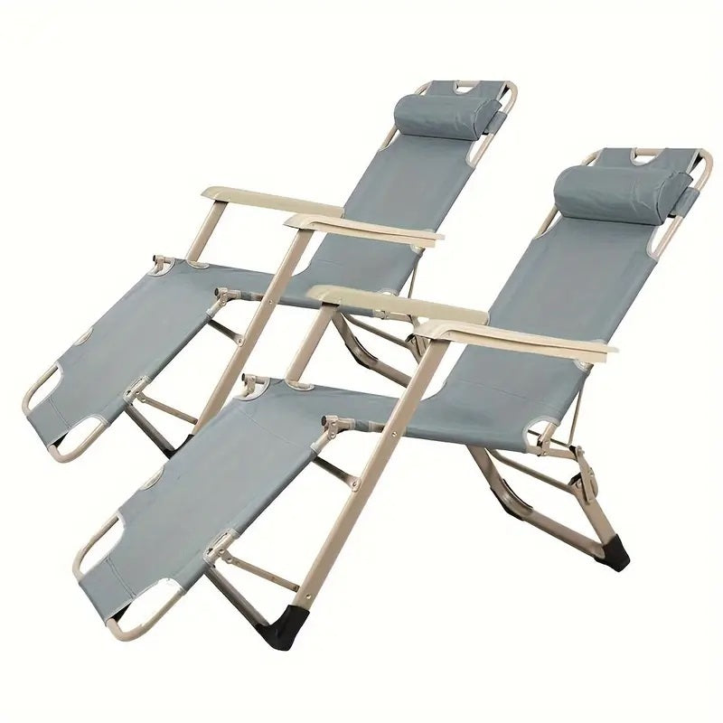 Premium Grey Deck Chair - Heavy Duty Folding Outdoor Lounge Chair for Patio, Poolside, Beach & Garden Relaxation