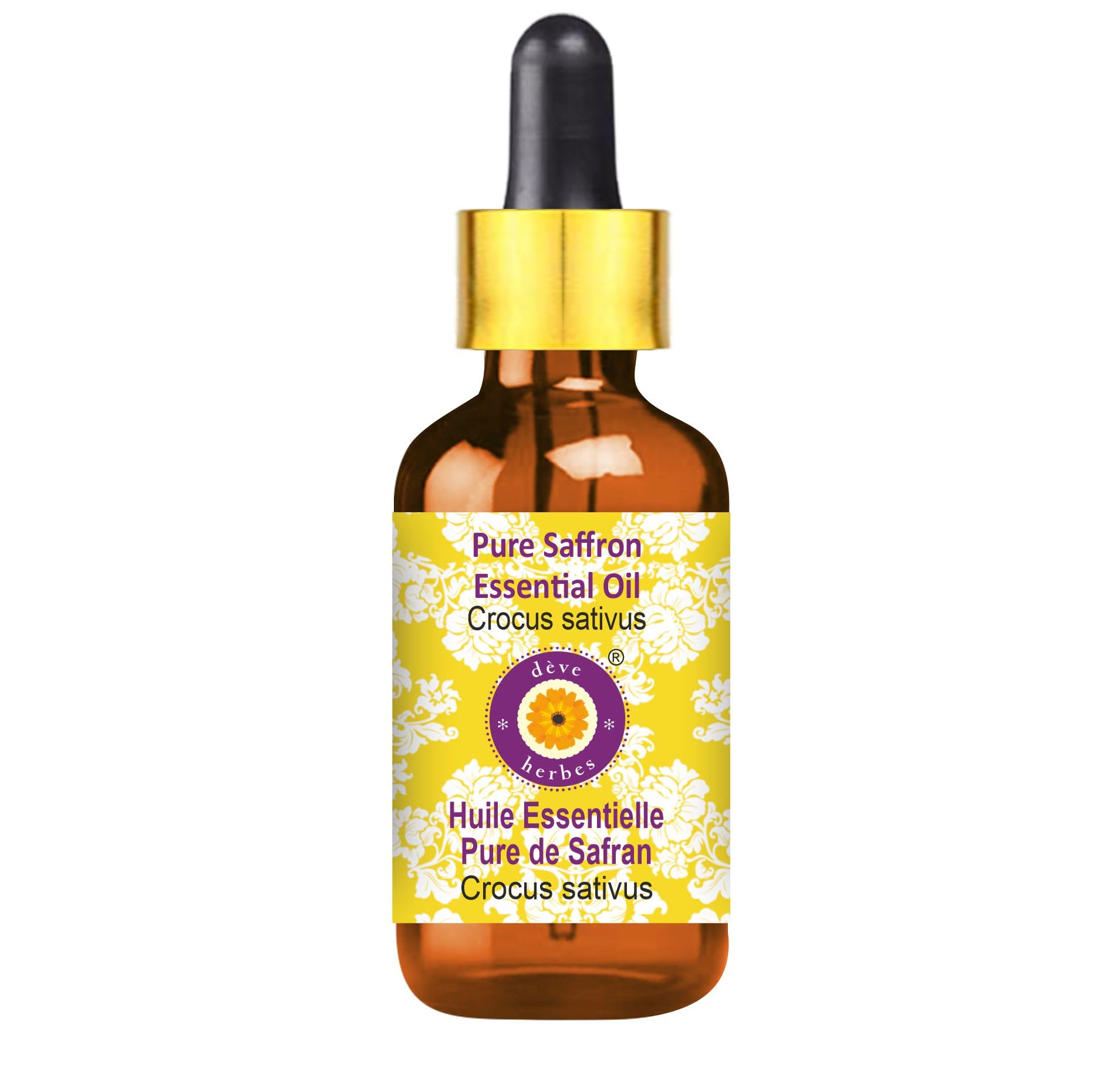 Pure Saffron Essential Oil (Crocus Sativus) 100ml (3.38 oz) - Steam Distilled with Glass Dropper - Premium Aromatherapy Oil for Relaxation, Skincare & Diffuser Blends