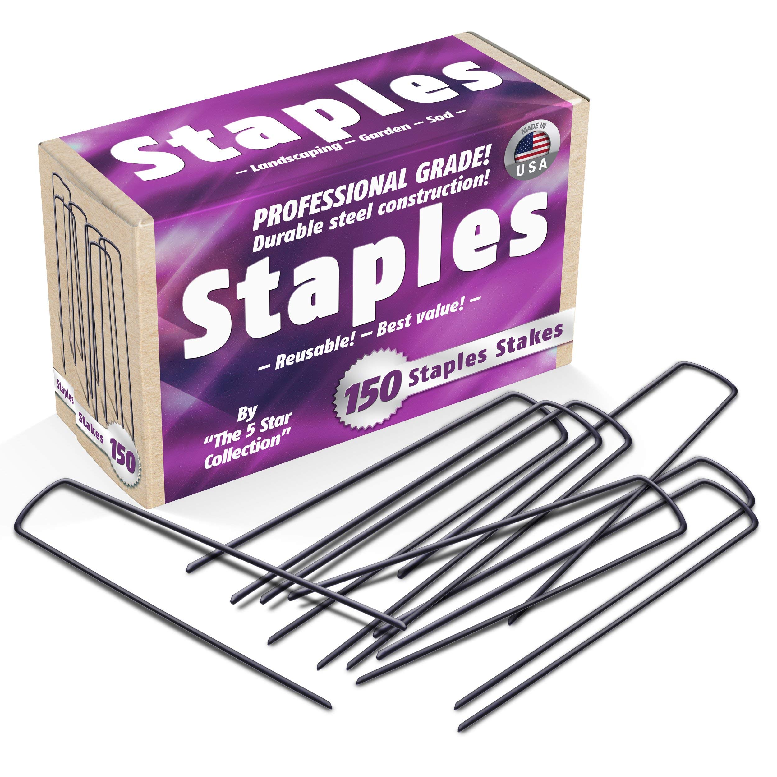 150 Heavy Duty Landscape Staples - Professional Quality Garden Anchoring Pins for Erosion Control, Weed Barrier Fabric & Irrigation Systems | Perfect for Lawn Care, Soaker Hoses, Drippers & Dog Fence Installation | Durable USA-Made Ground Stakes for Home & Commercial Landscaping