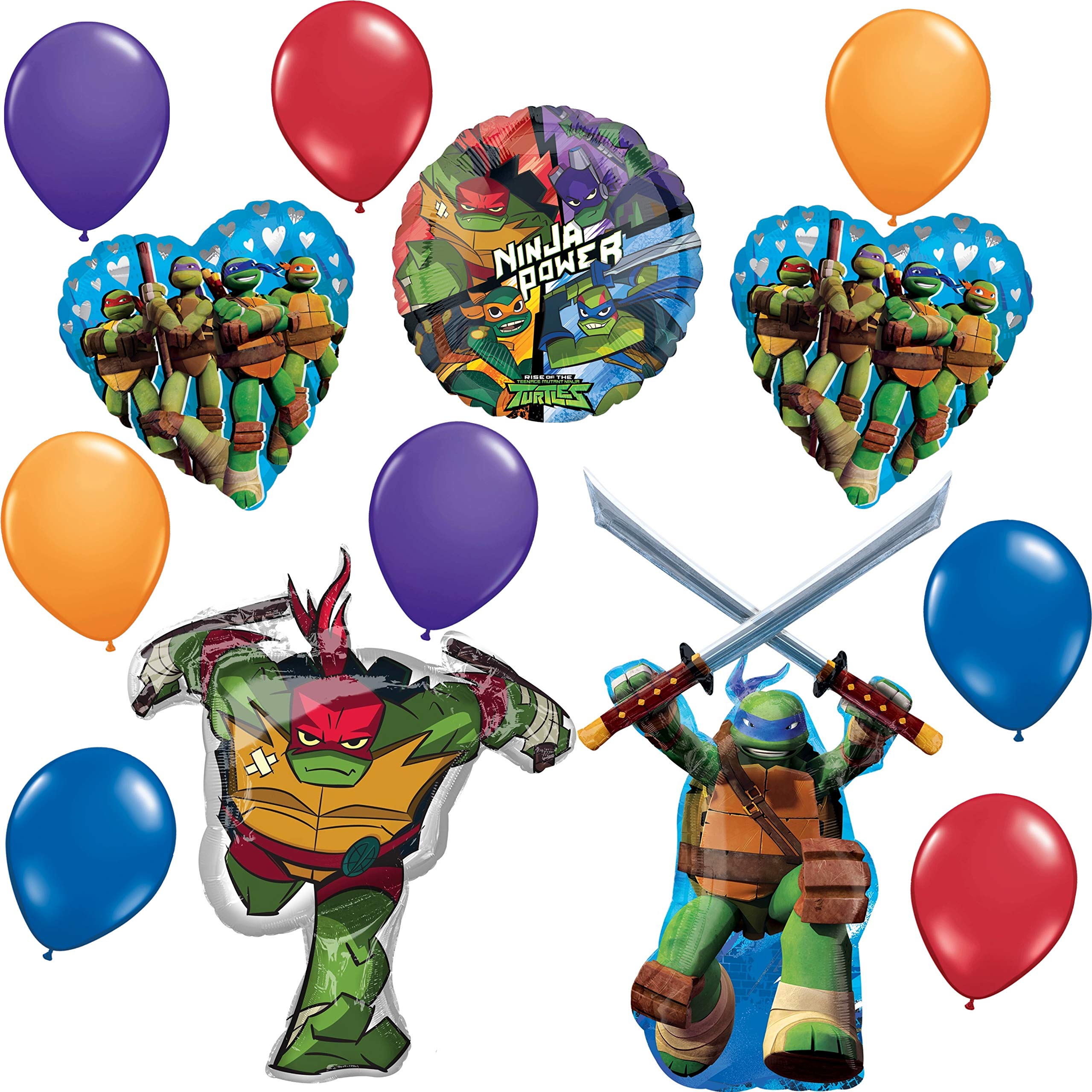 TMNT Party Supplies - Teenage Mutant Ninja Turtles Leonardo & Raphael Birthday Balloon Bouquet Decorations for Kids Birthday Parties, Baby Showers & Themed Events