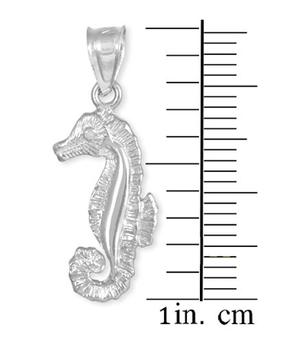 14K White Gold Seahorse Charm Pendant Necklace for Women - Dainty Sea Horse Jewelry Gift for Beach Lovers, Mermaid Theme & Ocean Inspired Fashion Accessories