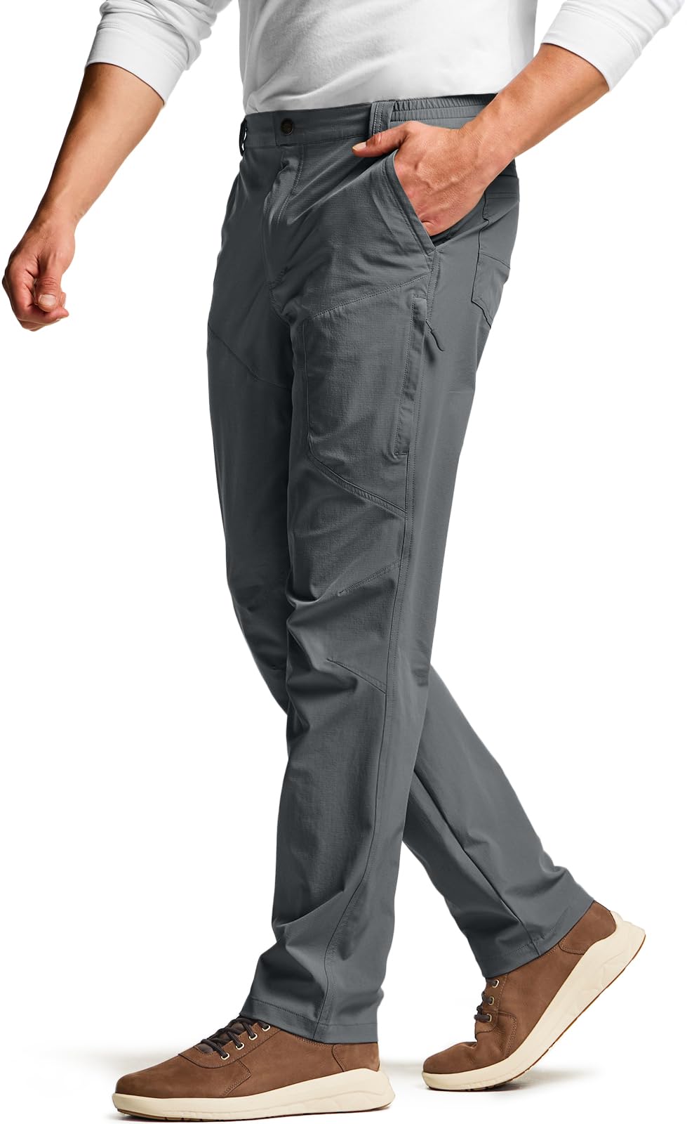 CQR Men's Quick Dry Lightweight Stretch Cargo Pants - Water Resistant Straight Fit Utility Work Pants for Hiking, Camping & Outdoor Activities