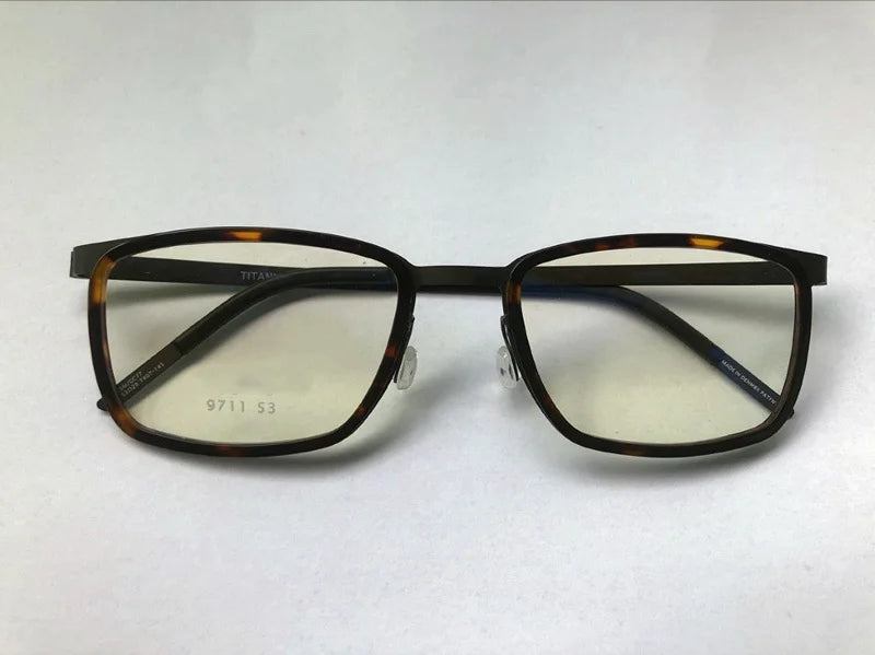 Aimee Men's Full Rim Square Screwless Titanium Eyeglasses 9711 - Lightweight Durable Glasses for Work, Reading & Everyday Use