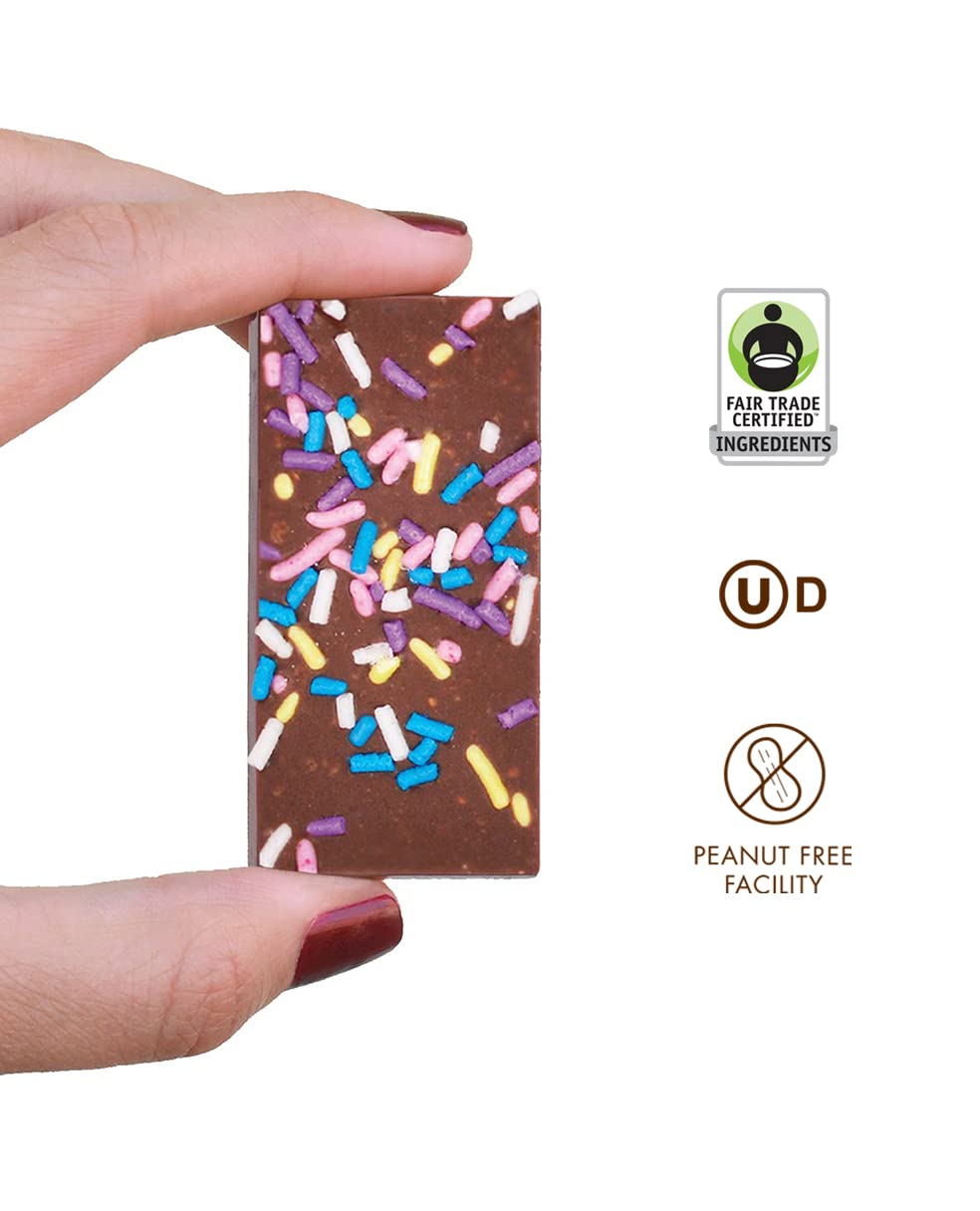 Chuao Chocolatier Sprinkle Dreams Milk Chocolate Mini Bars - Gourmet Preservative-Free Chocolate Snacks | 100-Pack for Gift Baskets, Birthdays, Thank You Gifts & Care Packages | Perfect for Parties, Office Treats & Holiday Celebrations