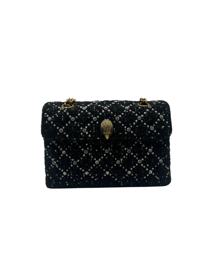 Kurt Geiger Tweed Kensington Embellished Shoulder Bag for Women - Stylish Crossbody Purse with Rhinestone Details | Perfect for Work, Travel & Evening Events