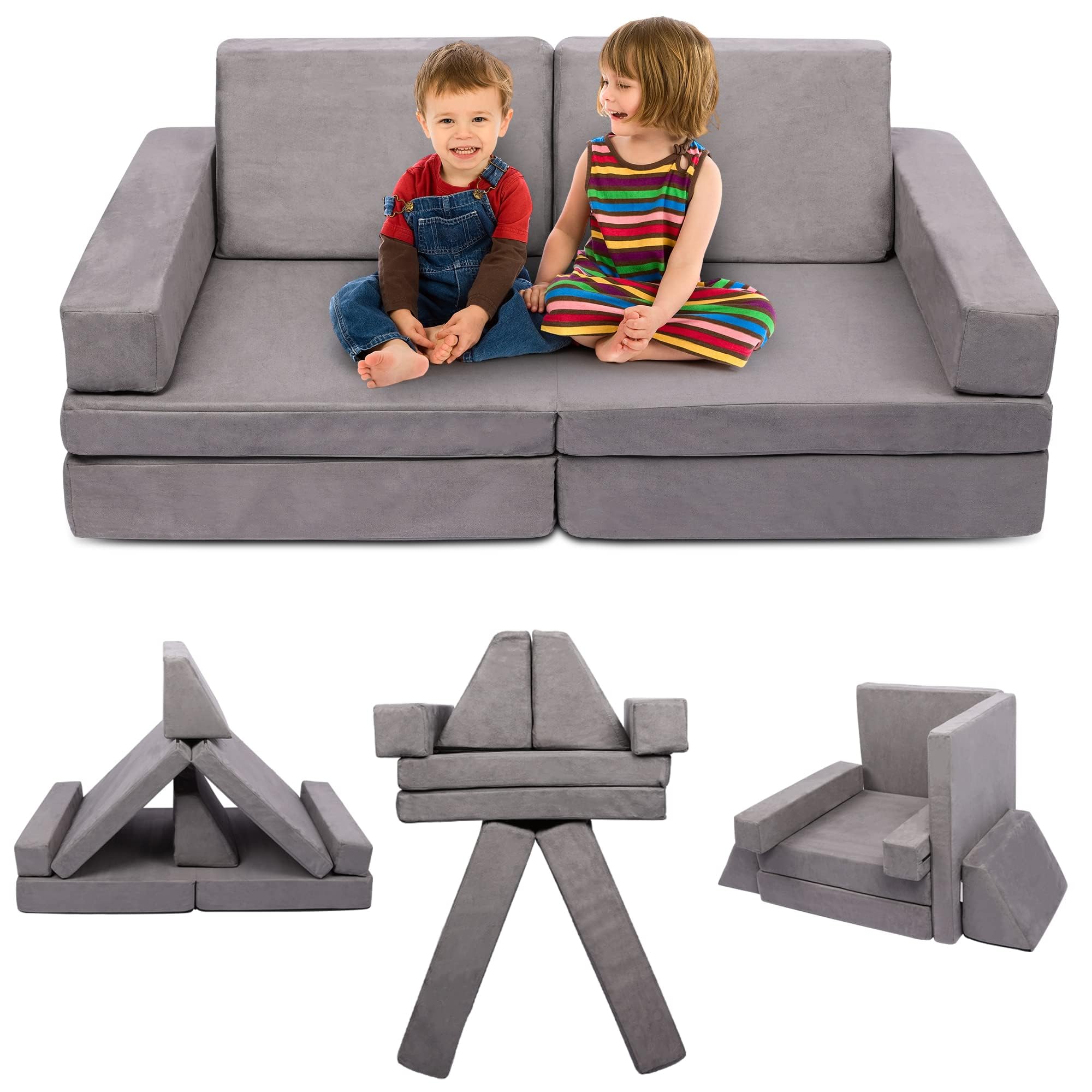 TOLEAD Modular Kids Play Couch - Creative Playroom Furniture for Boys & Girls, Soft Sectional Sofa Set for Indoor Play, Reading Nook & Imaginative Playtime