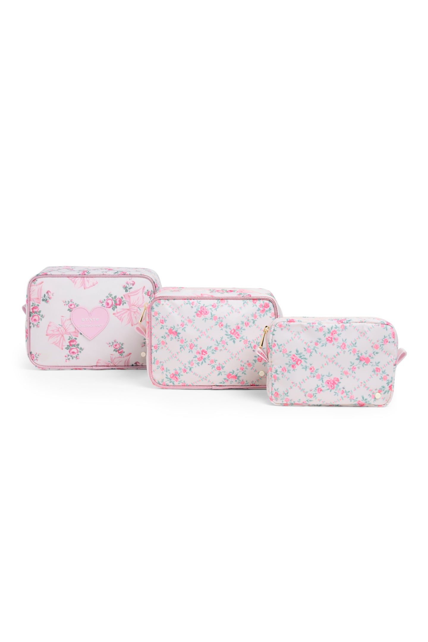STATE x LoveShackFancy Travel Pouch Set - 3-Piece Cosmetic & Jewelry Organizer for Women | Perfect for Vacation, Gym & Everyday Use