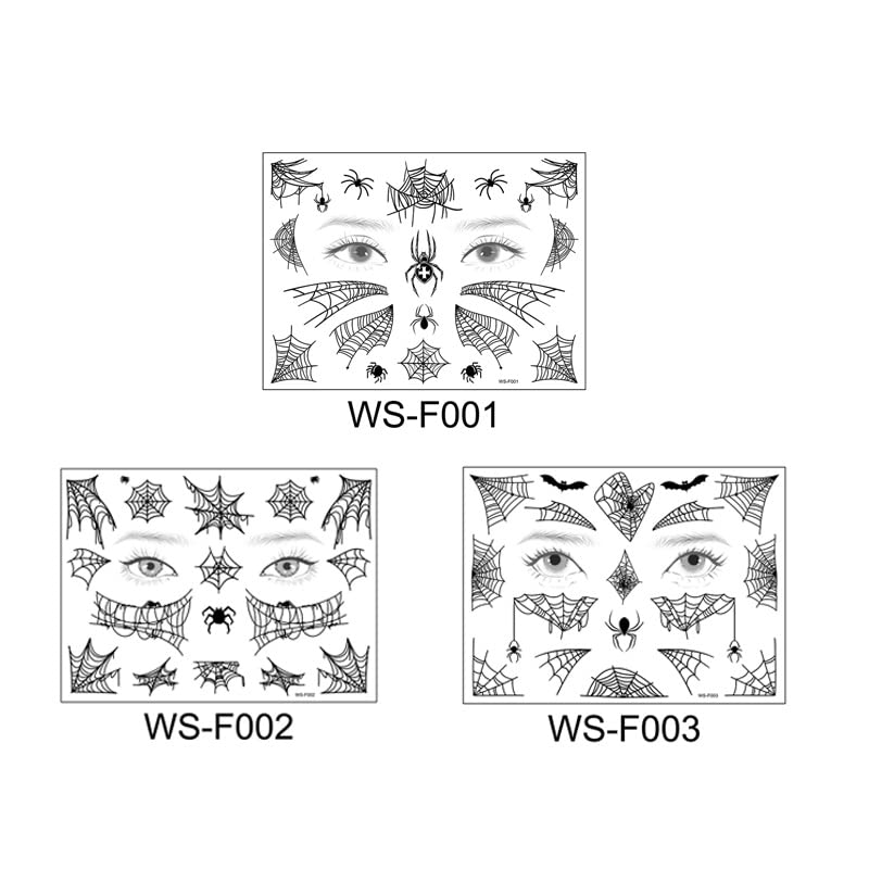 Waterproof Halloween Temporary Tattoo Stickers - 3 Sheets with Spiders Design for Kids & Adults | Perfect for Face, Shoulder, Arm & Leg Decorations | Great for Halloween Parties, Prank Gifts & Tumbler Makeup