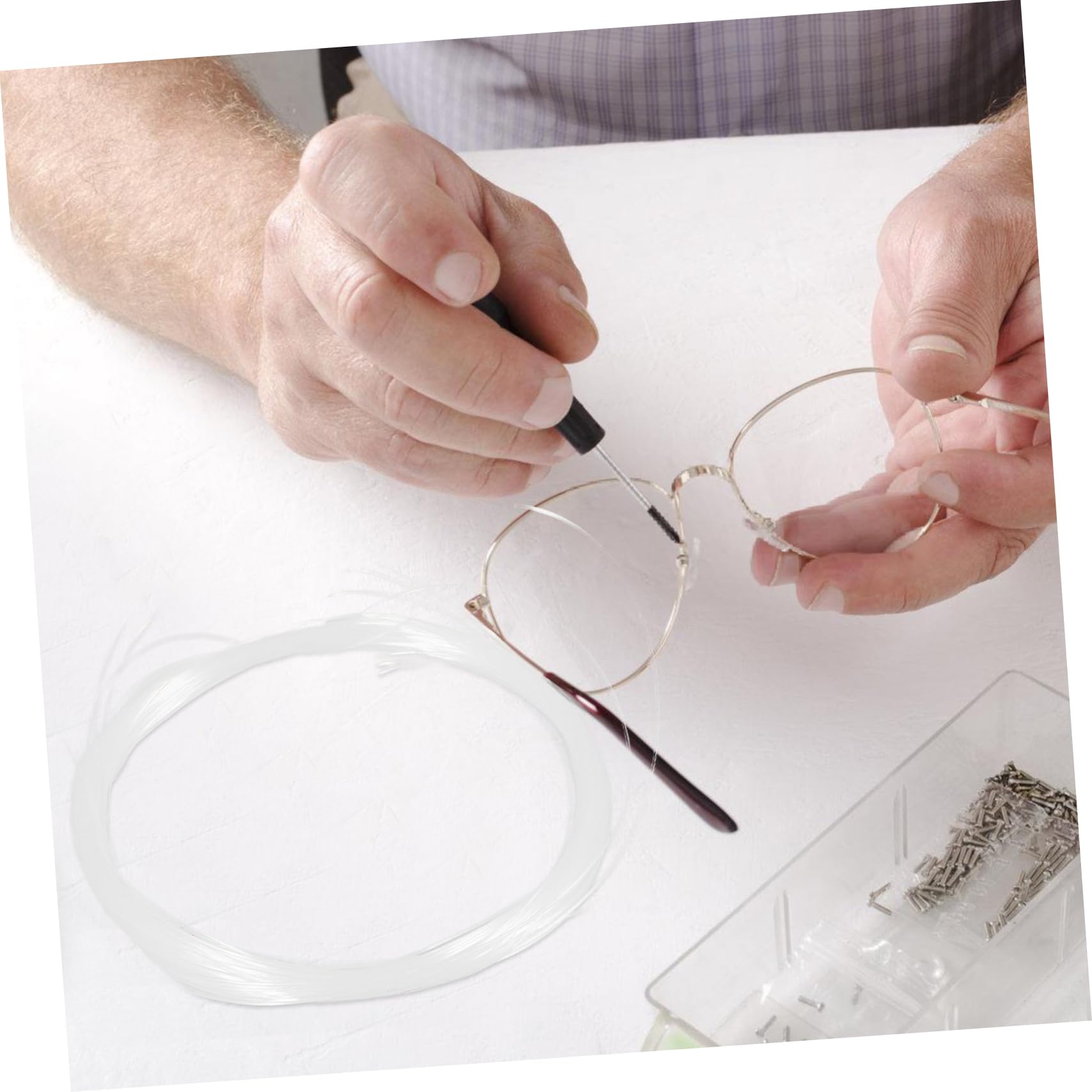 CLISPEED Glasses Repair Cord - 1 Roll Nylon Temple Accessories String for Half Frame Glasses Fixing & Replacement - Perfect for Eyewear Maintenance, DIY Repairs, and Securing Loose Glasses