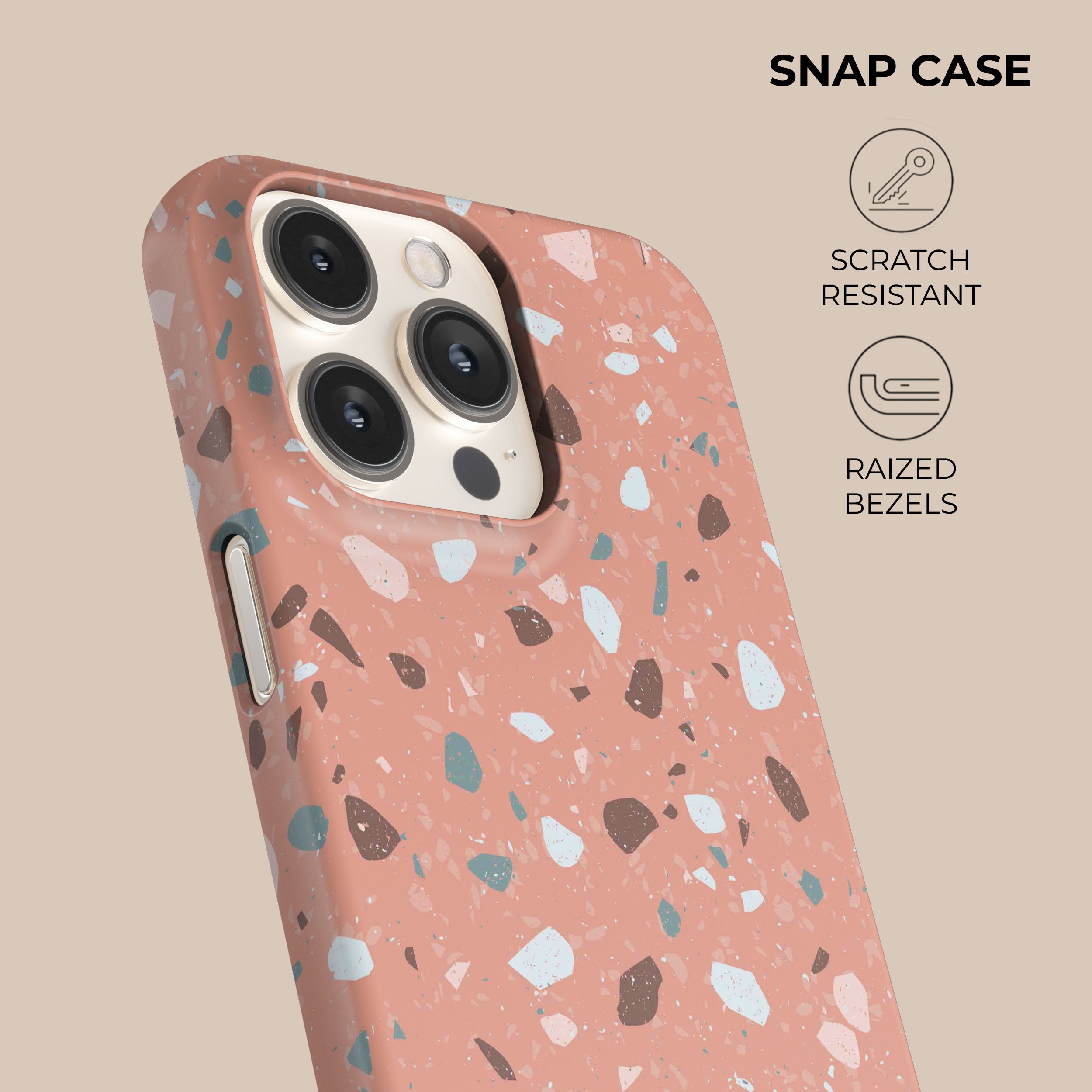 Pinky Terrazzo Phone Case for iPhone 15 Pro Max 14 13 12 - Stylish Marble Pattern Protective Cover with Shock Absorption | Perfect for Everyday Use, Travel & Fashion Accessories