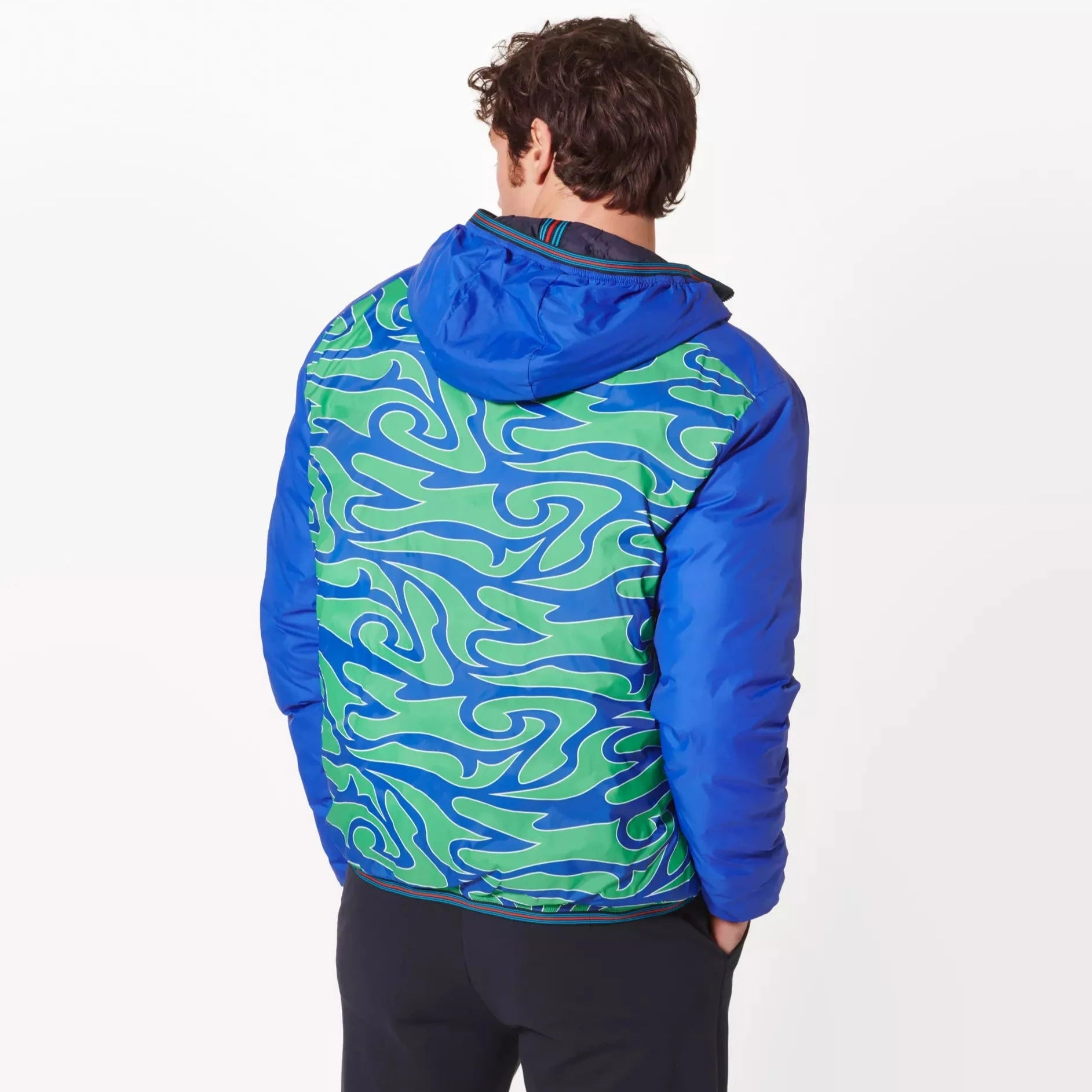 Porsche Men's Reversible Quilted Jacket - Martini Racing Style (Hippie Design) | Lightweight Winter Coat for Casual Wear & Outdoor Activities