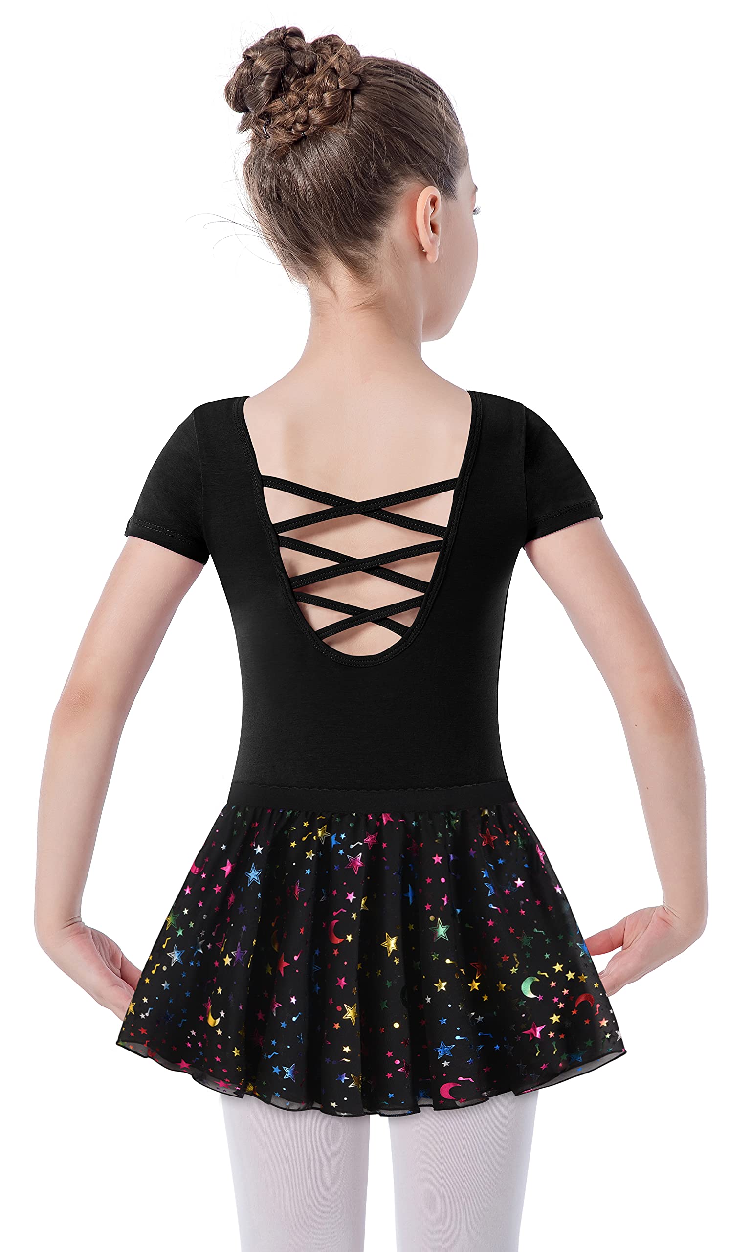 Girls Ballet Dance Skirt with Leotard - Sparkly Chiffon Wrap Tie Tutu for Toddlers & Kids - Perfect for Ballet Class, Recitals & Dance Performances