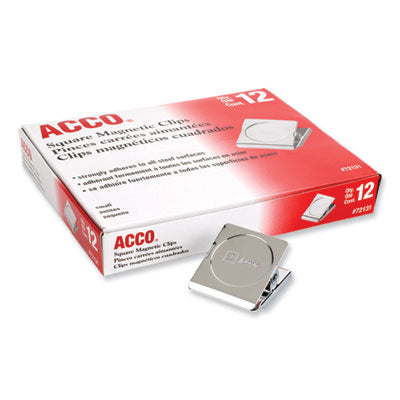 ACCO Magnetic Clips 12-Pack - 0.88 Inch Jaw Capacity Silver Office Clips for Paper, Documents, Whiteboards & Fridge Organization (Office, Home, School Use)