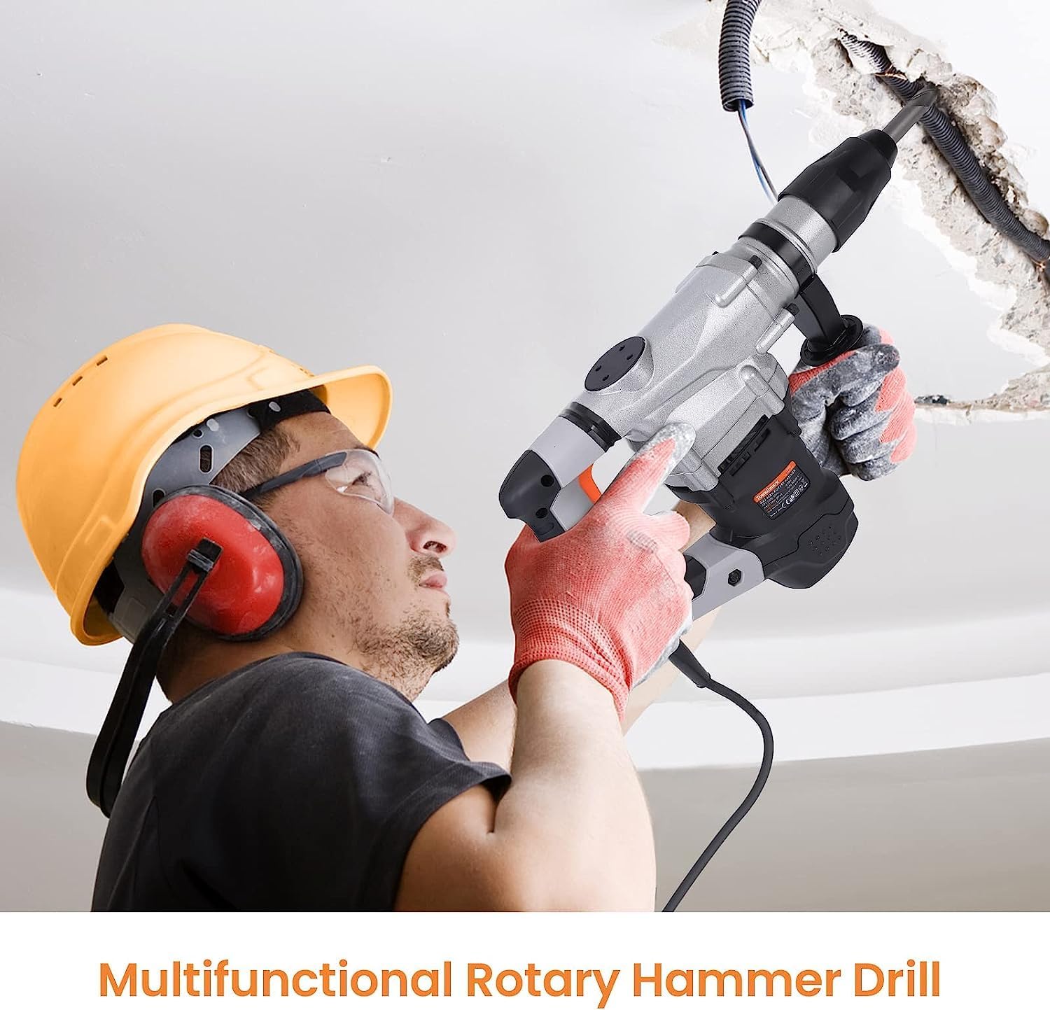 GARVEE 1600W SDS Max Demolition Jack Hammer Drill - 13 Amp Heavy Duty Electric Concrete Breaker with Point Chisel & Carrying Case - Ideal for Concrete Demolition, Pavement Breaking & Construction Projects
