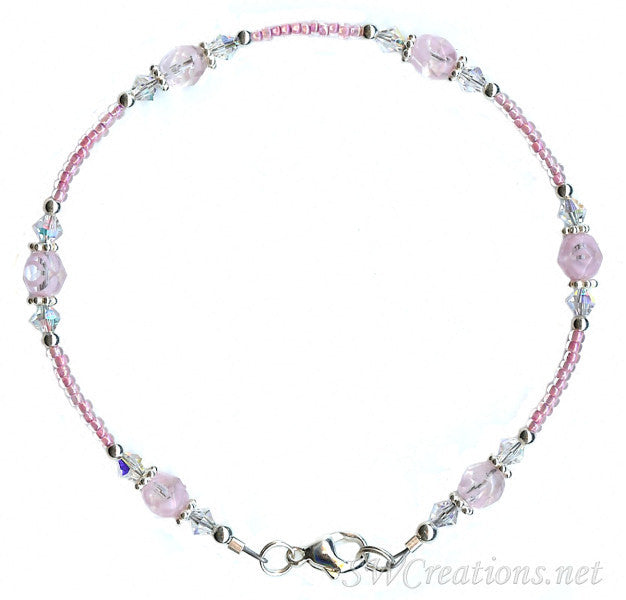 Elegant Pink Crystal Beaded Anklet for Women - Sparkling Bohemian Ankle Bracelet - Perfect for Summer, Beach, Parties & Boho Fashion Accessories