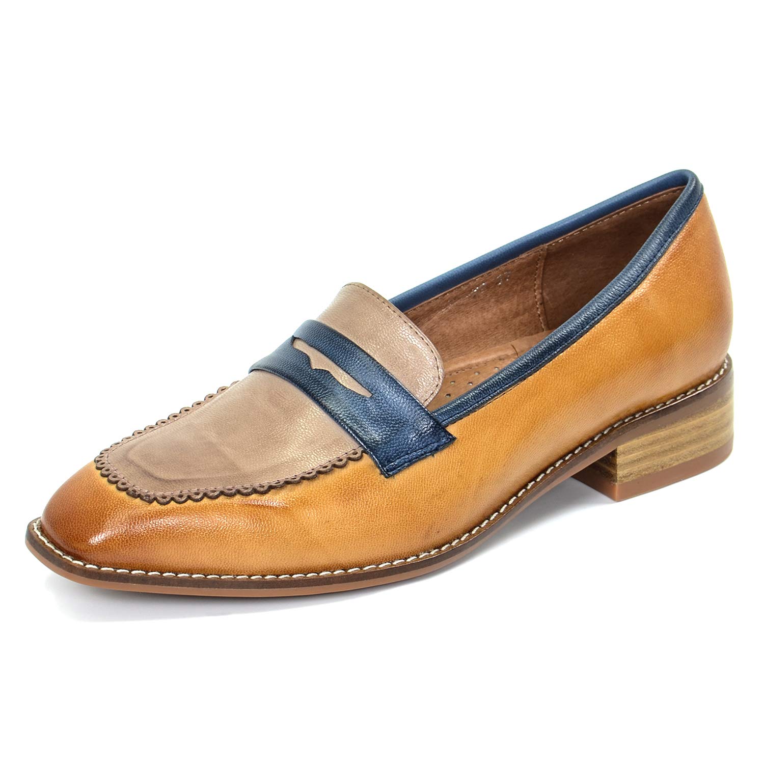 Mona Flying Women's Leather Penny Loafers - Comfortable Casual Flat Shoes for Women & Girls | Perfect for Office, Travel & Everyday Wear