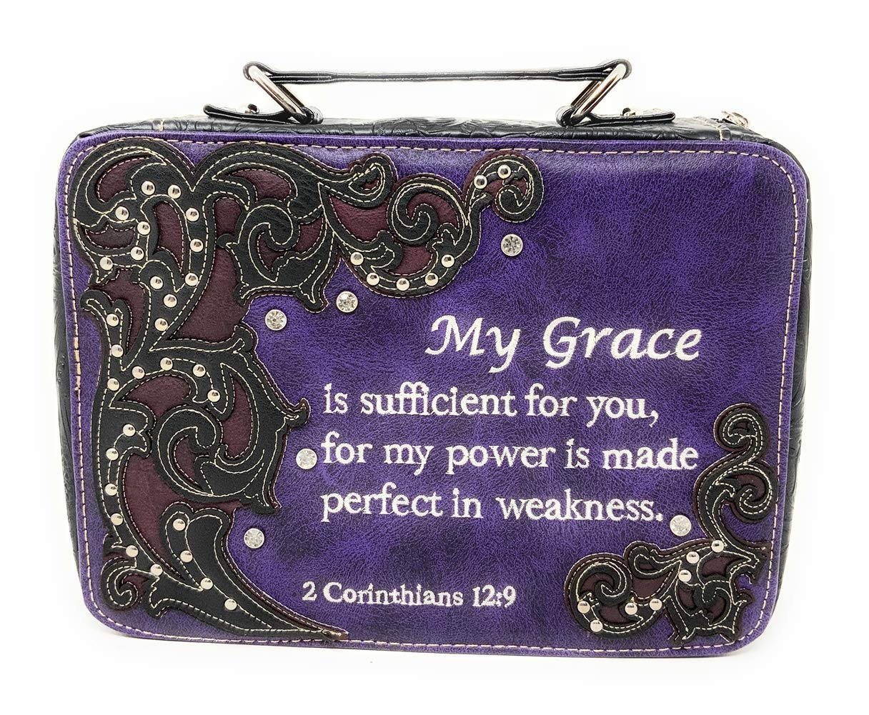 Western Embroidery Scripture Women's Rhinestone Cross Bible Verse Handbag Wallet - 5 Colors - Church, Bible Study & Sunday Service Accessory