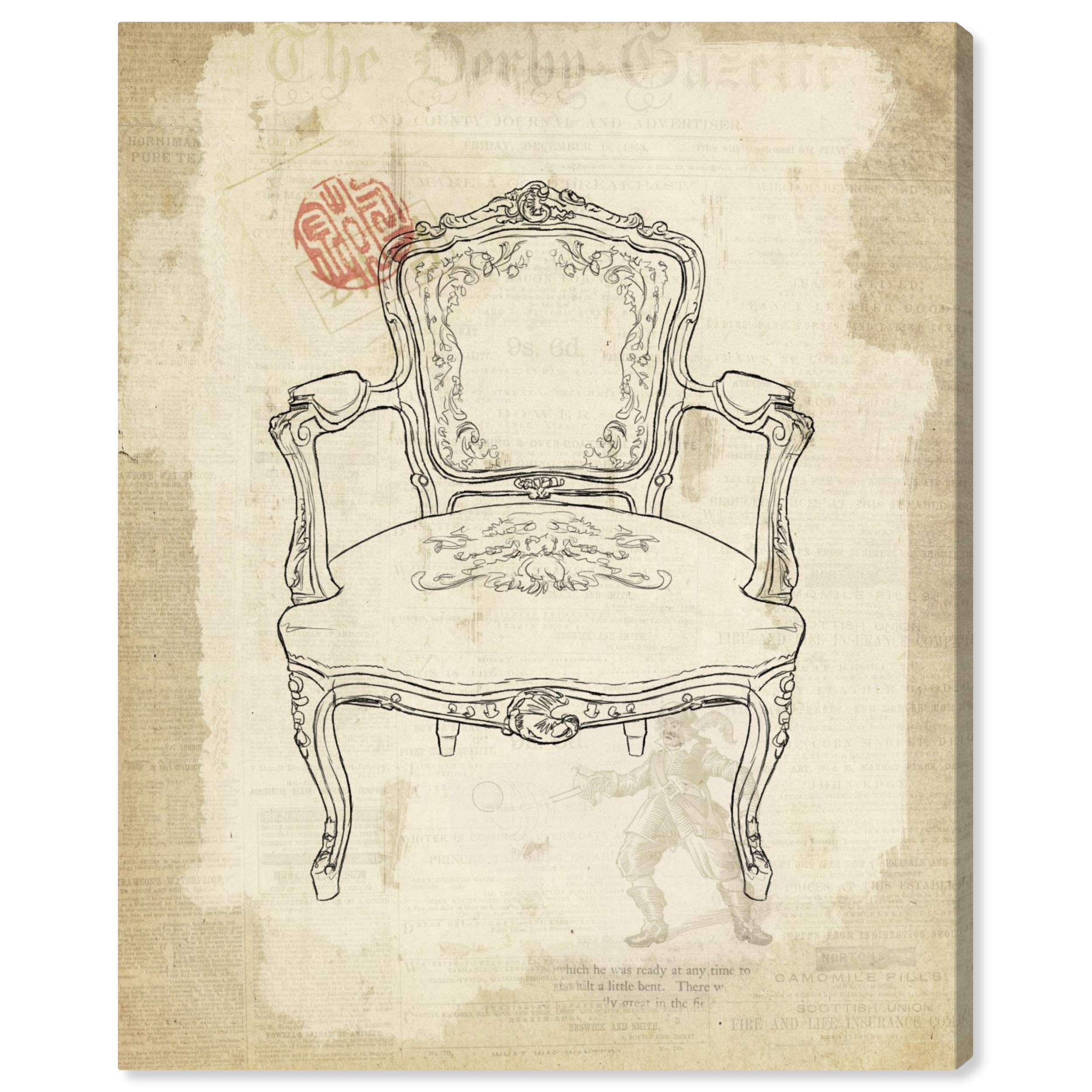 Oliver Gal Artist Co. Victorian Chair II Canvas Wall Art Print - 13x16 Inch White & Black Home Decor - Perfect for Living Room, Bedroom & Office Wall Decoration
