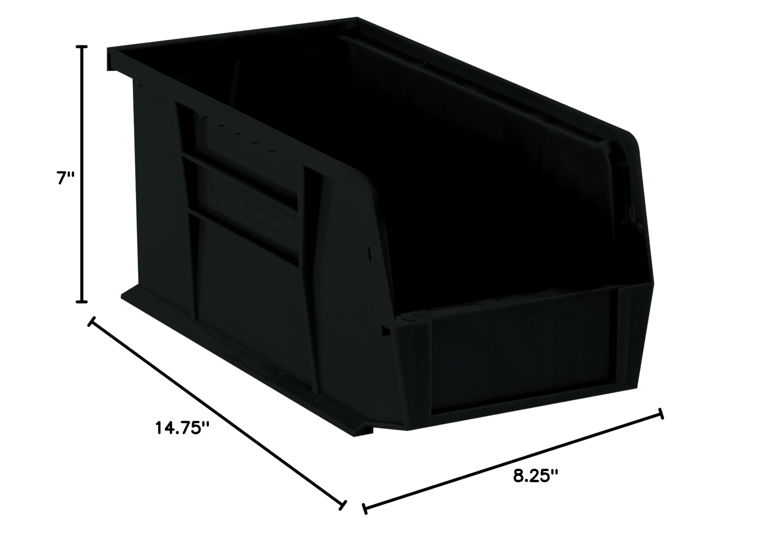 Aviditi 12-Pack Black Plastic Stackable Storage Bins with Hanging Hooks, 14.75