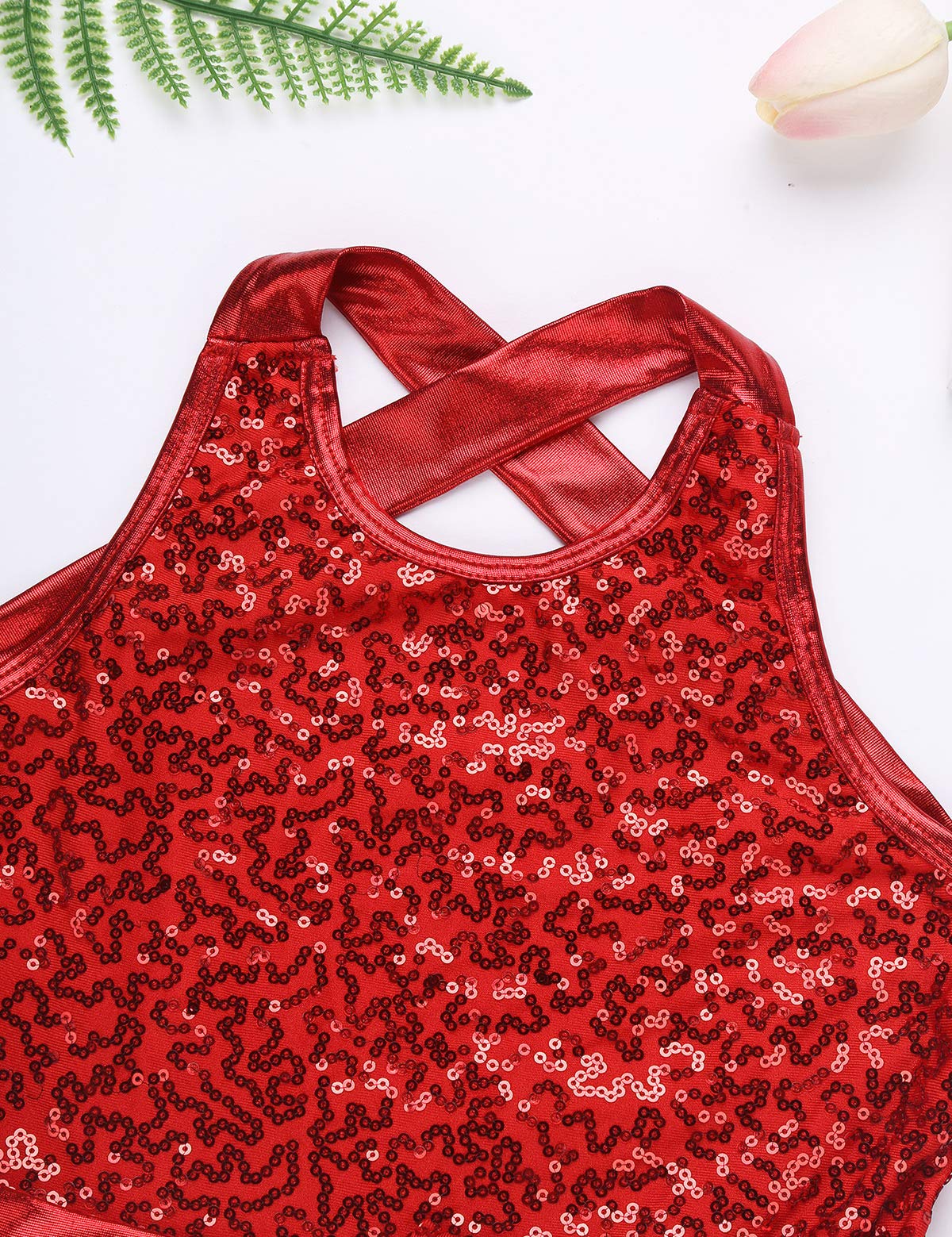 iiniim Girls Sequined Ballet Leotard - Sparkly Jazz Dance Costume for Kids, Modern Performance Unitard with Shiny Rhinestones | Perfect for Recitals, Competitions & Dance Classes